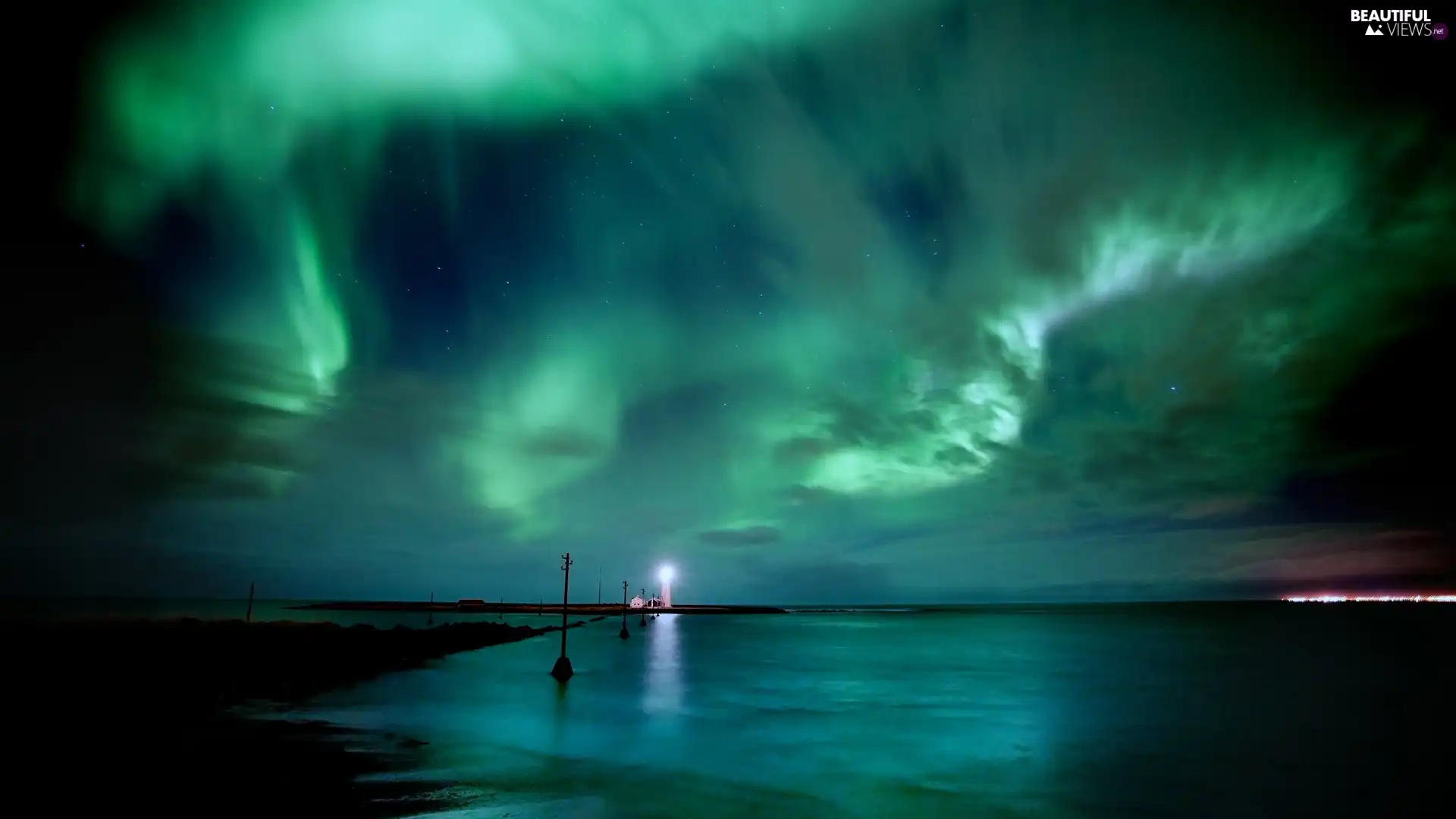 turquoise, water, Night, Sky