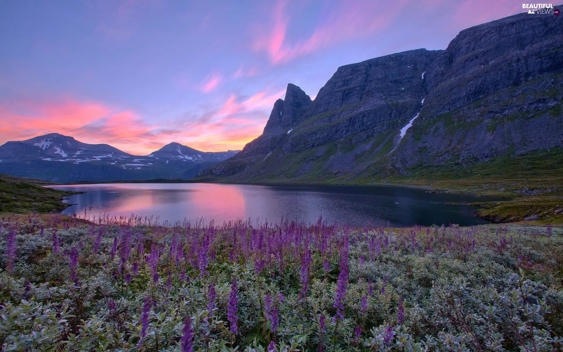 Meadow, Mountains, Norway, lake