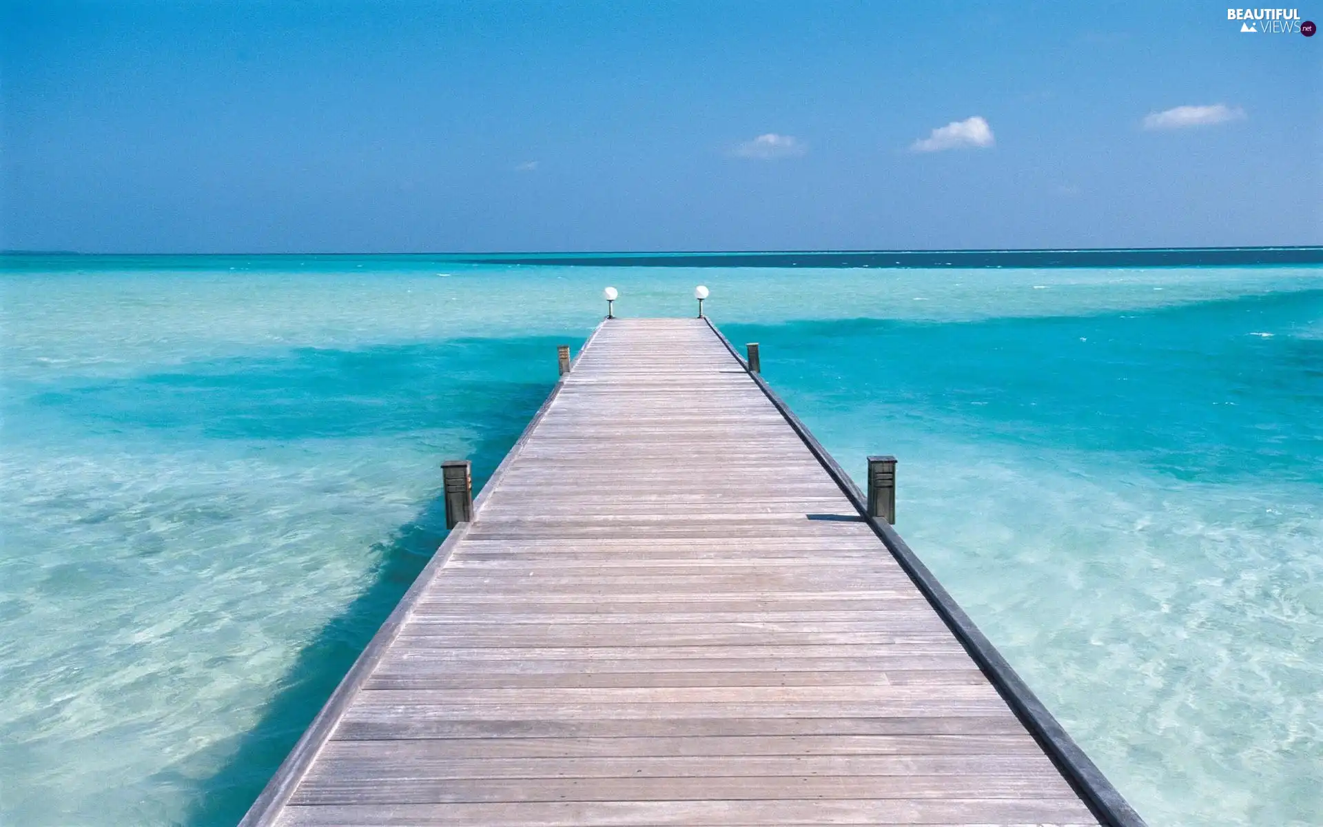 Ocean, pier, blue