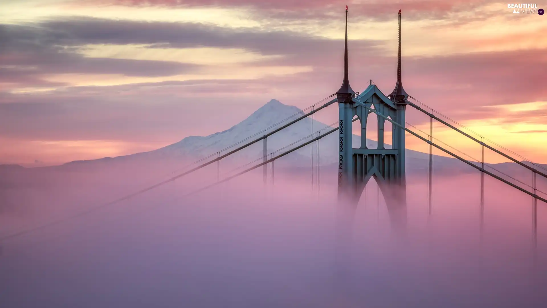 The United States, Fog, Portland, State of Oregon, St. Johns Bridge
