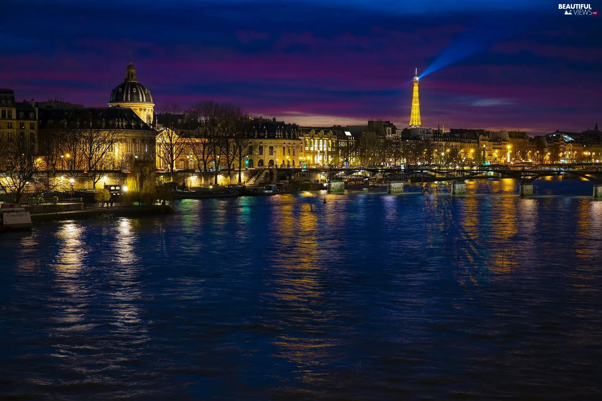 Night, Paris, France, River Seine