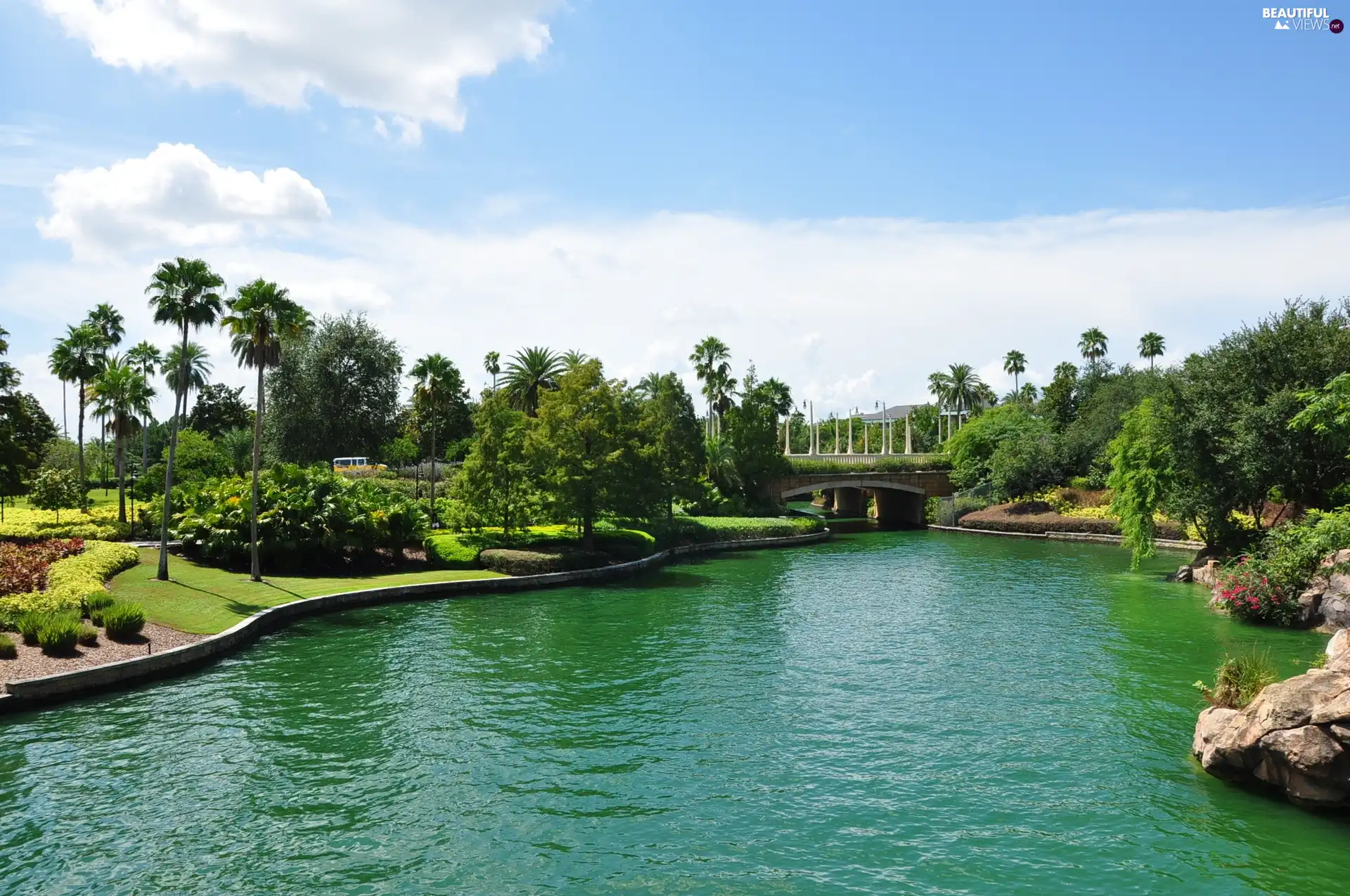 Park, River, bridge