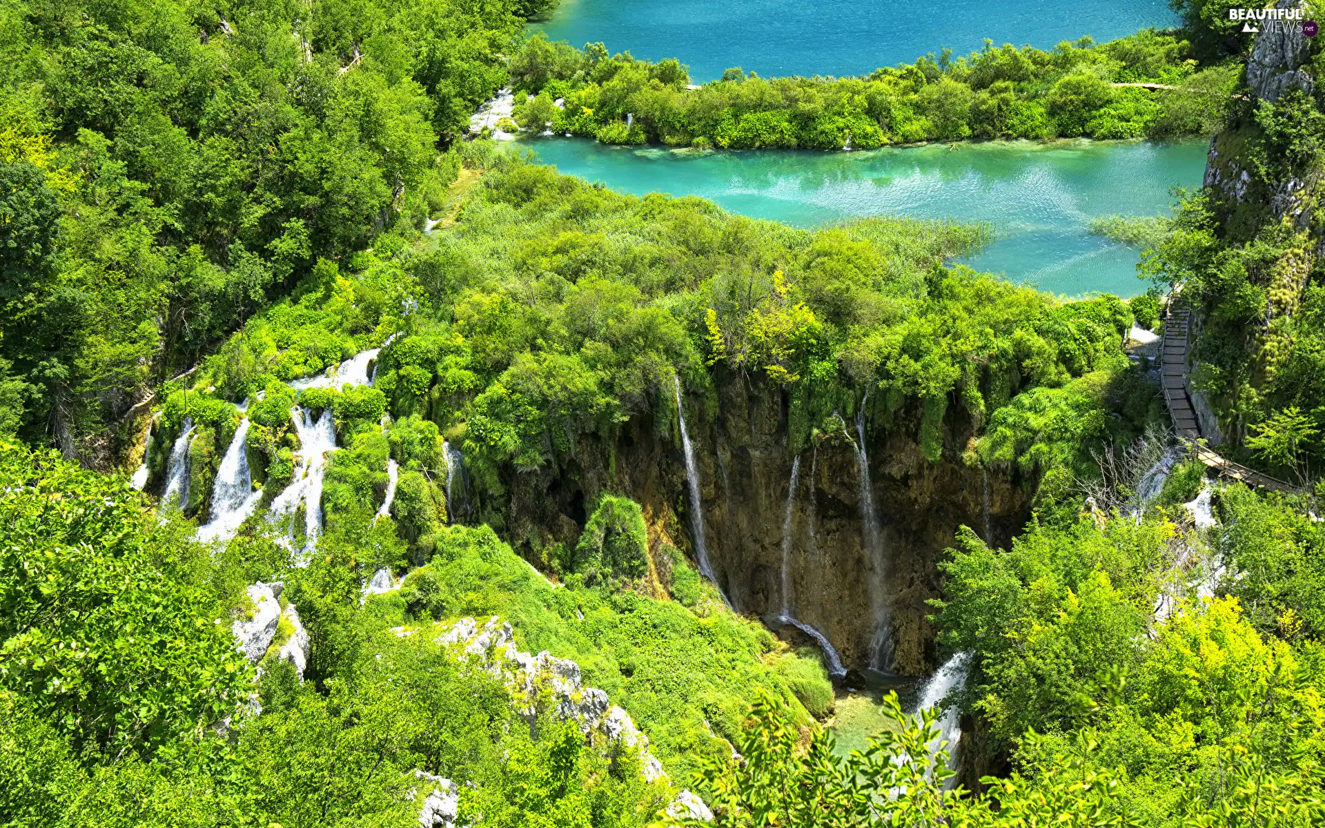 forest, lakes, Coartia, waterfalls, Plitvice Lakes National Park