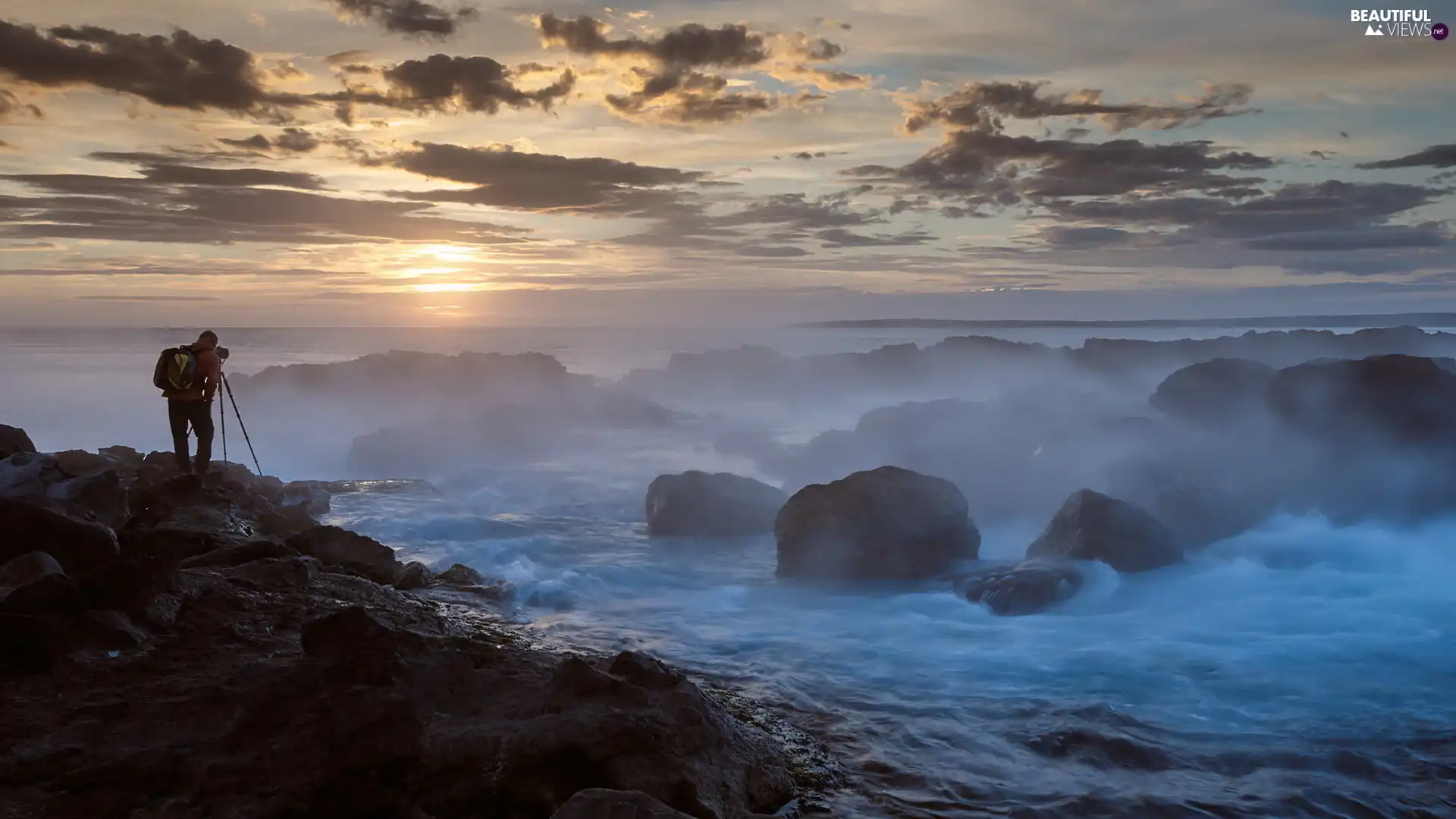 sea, Stones, photographer, Waves