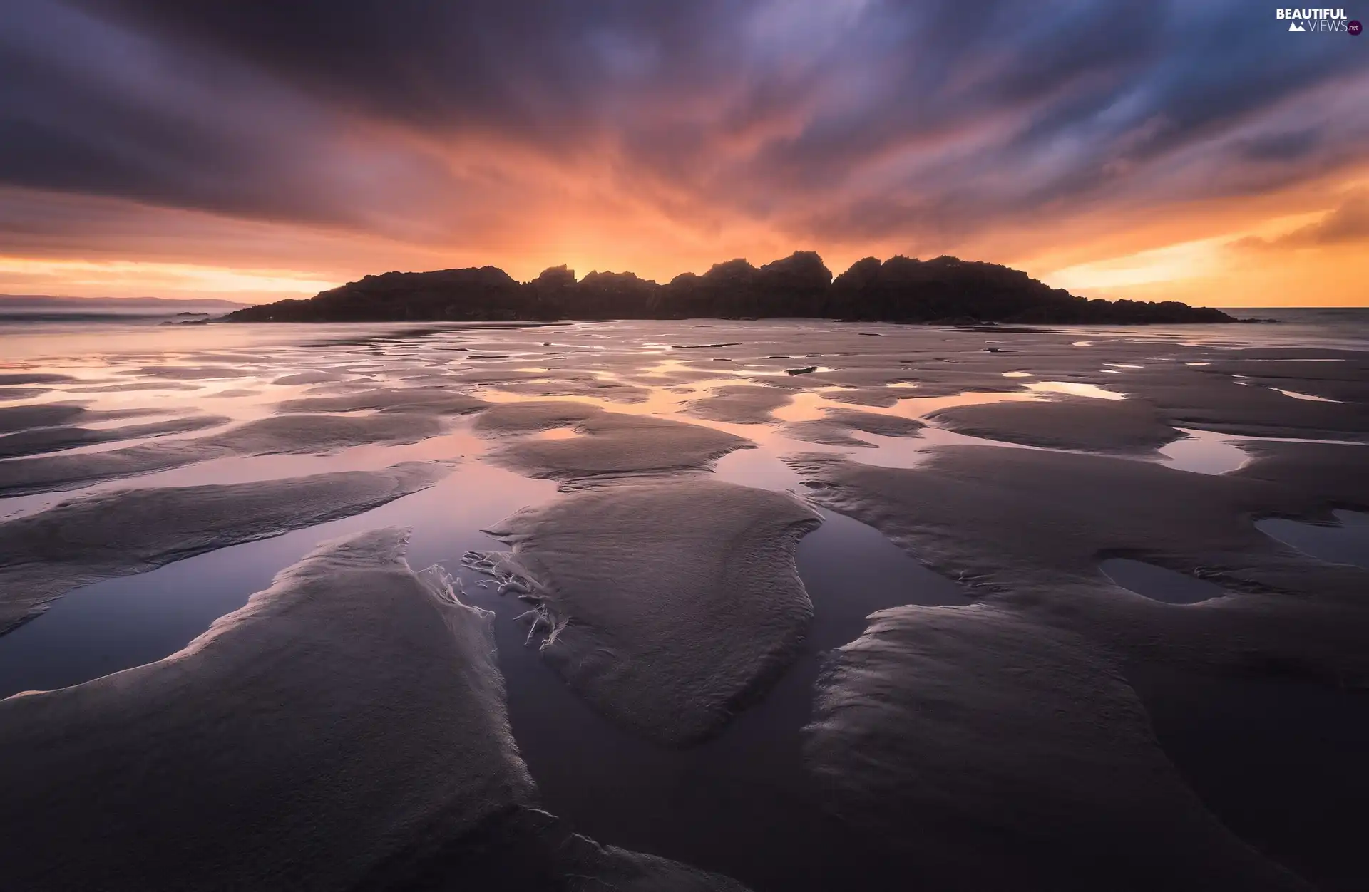 Tapia de Casariego, Atlantic Ocean, Great Sunsets, La Picuda Islet, sea, Asturias, Spain, Coast