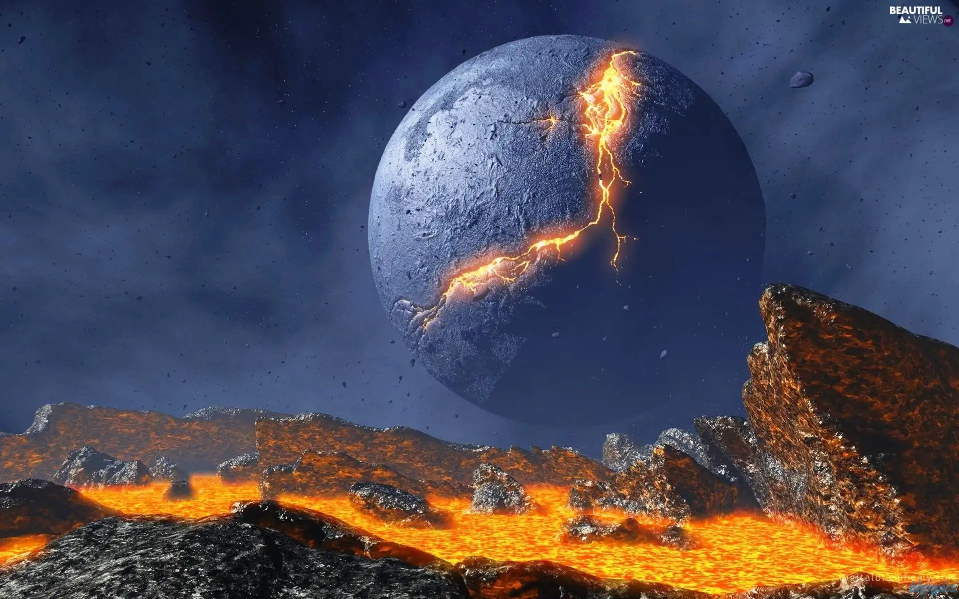 Big Fire, rocks, Planet