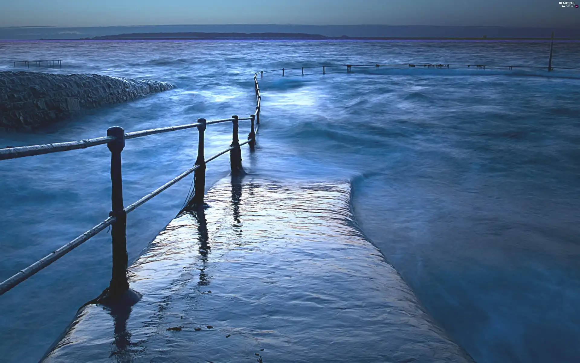 Platform, sea, awash