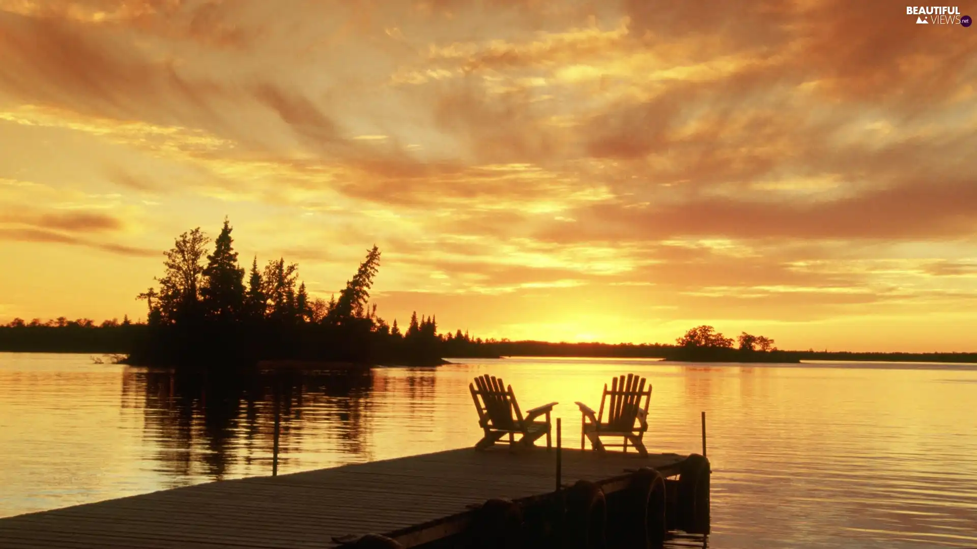 deck chair, lake, Platform