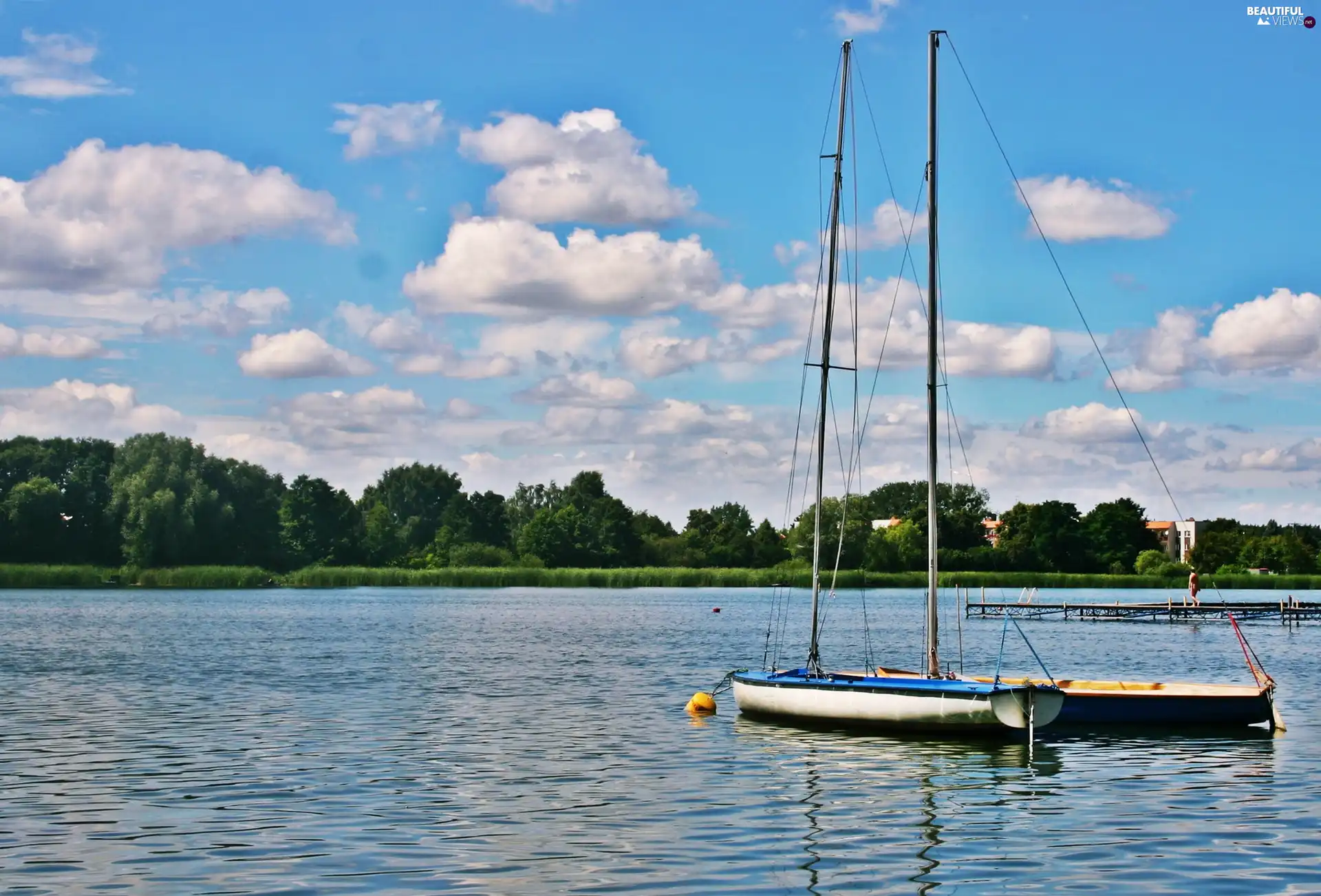 Platform, lake, Yacht