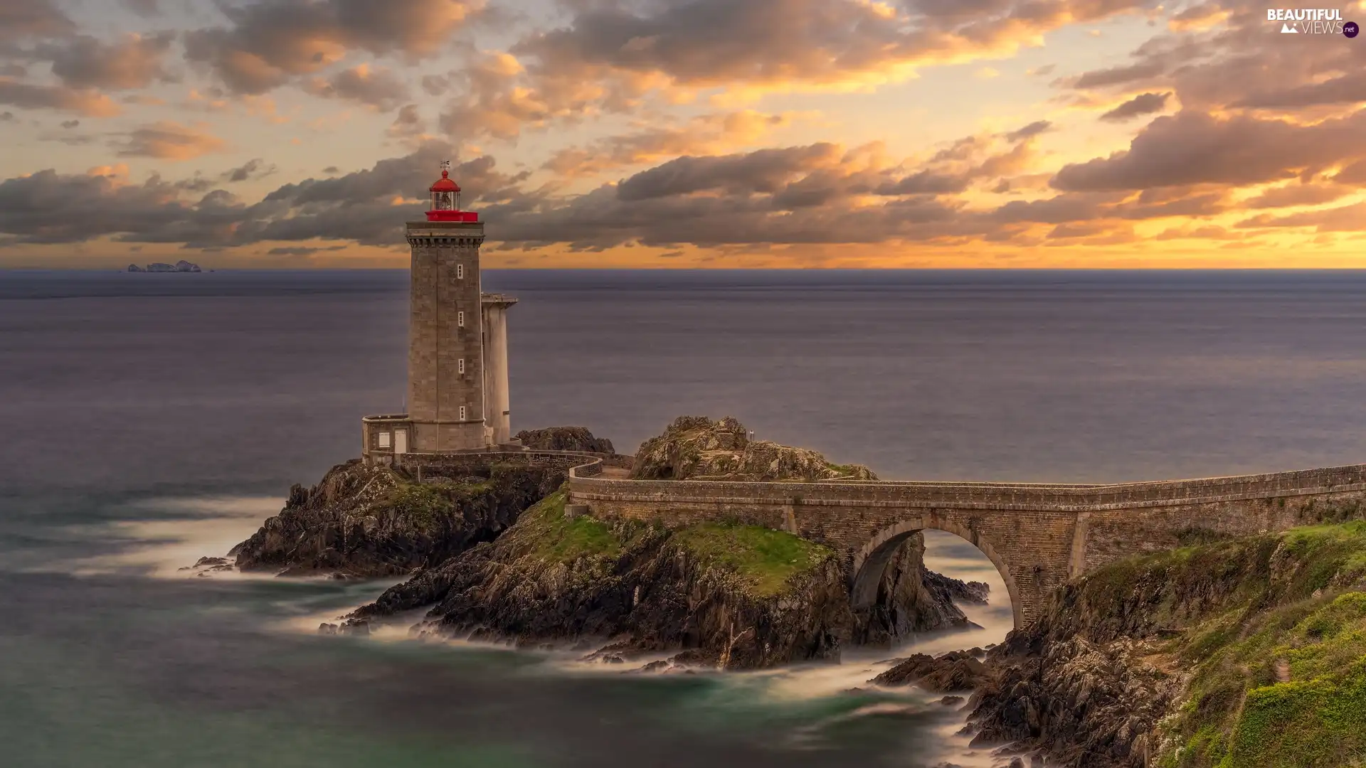 Way, bridge, Brittany, sea, Phare du Petit Minou Lighthouse, Plouzané Municipality, France