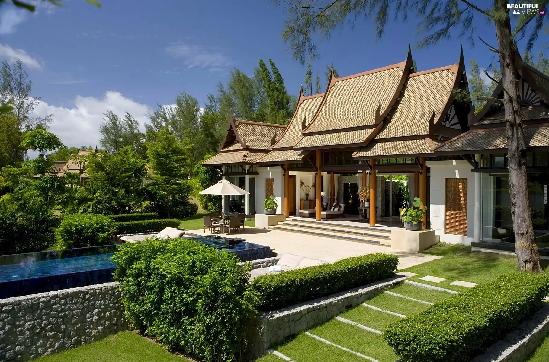 Pool, Thailand, villa, Garden, house