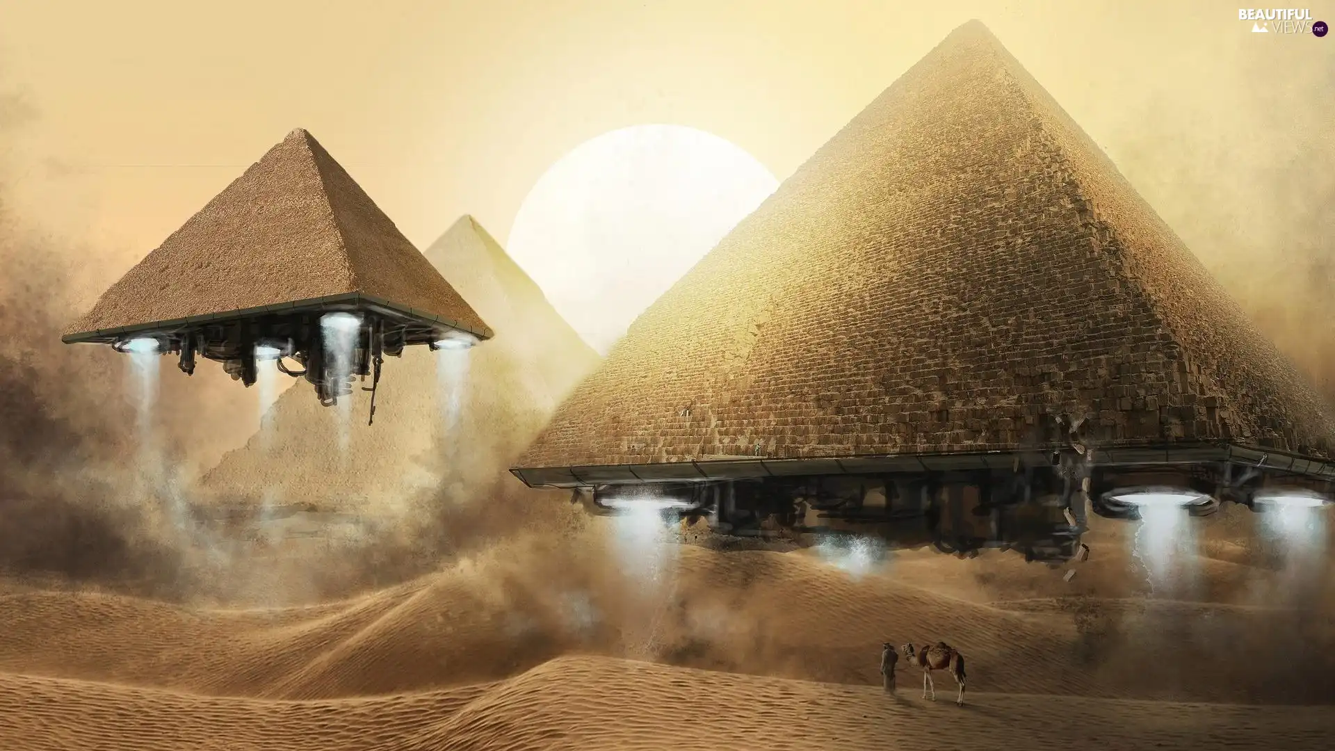Pyramids, fantasy, Departing