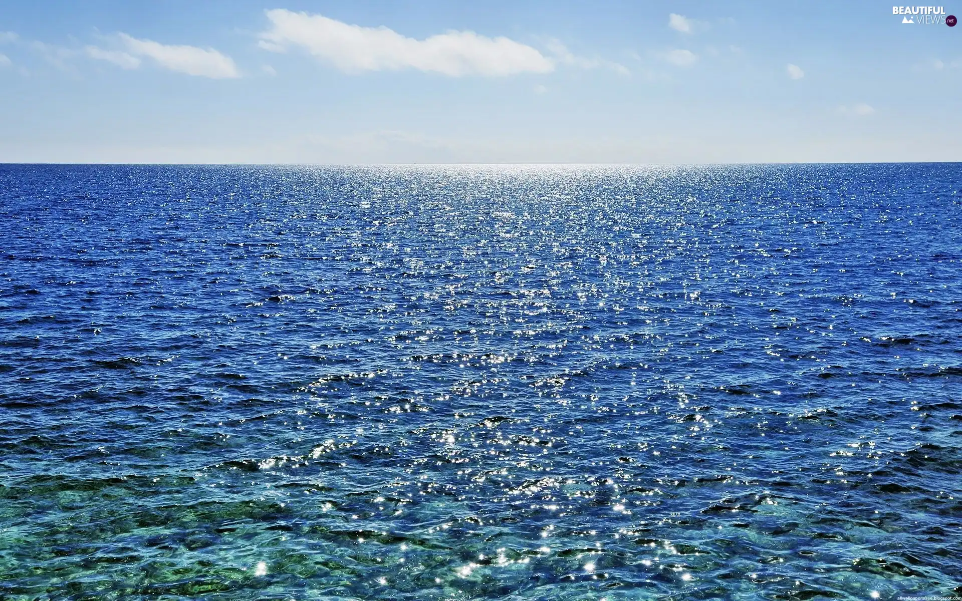 rays, sunny, Waves, clouds, sea