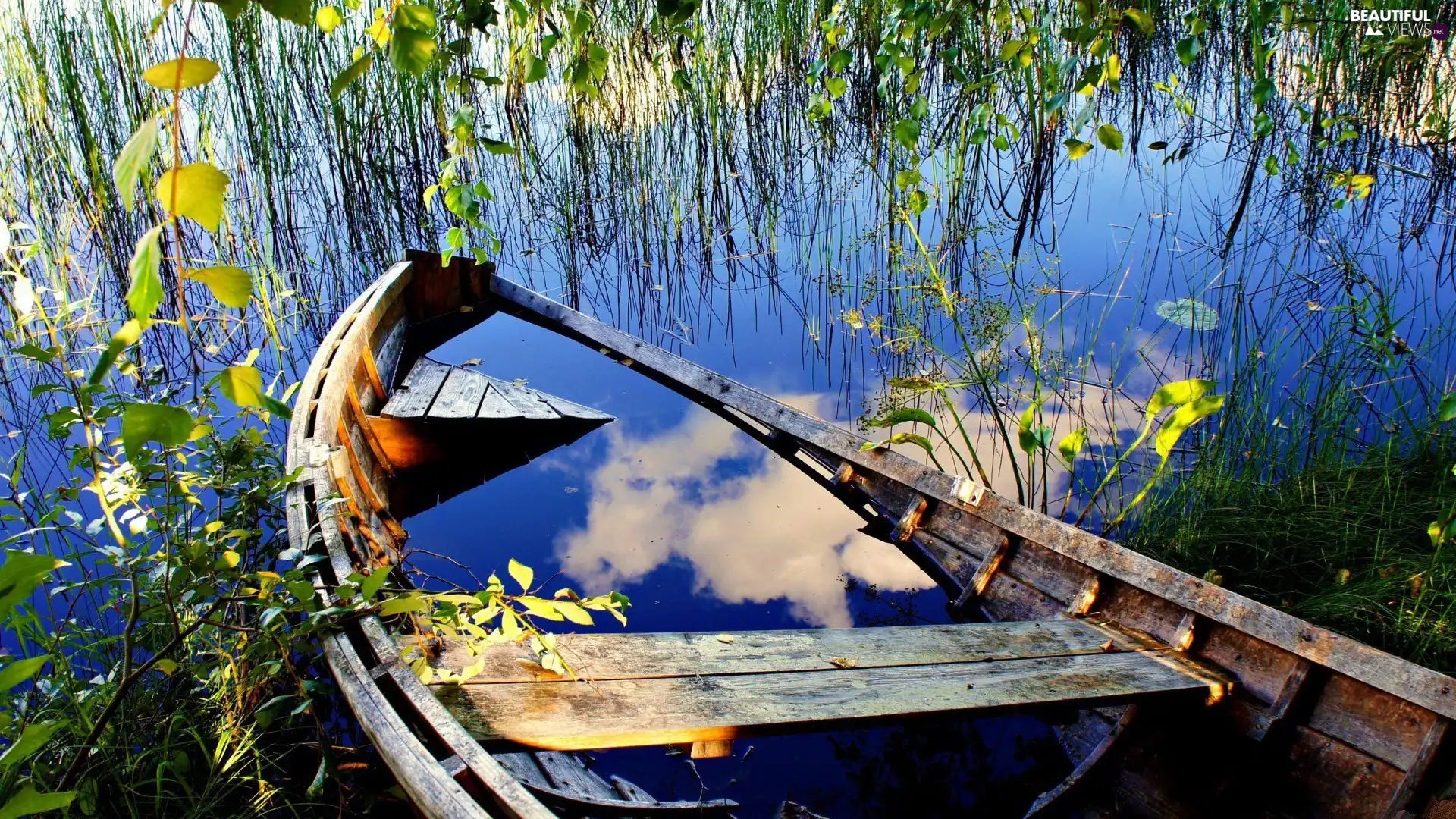 reflection, lake, Boat