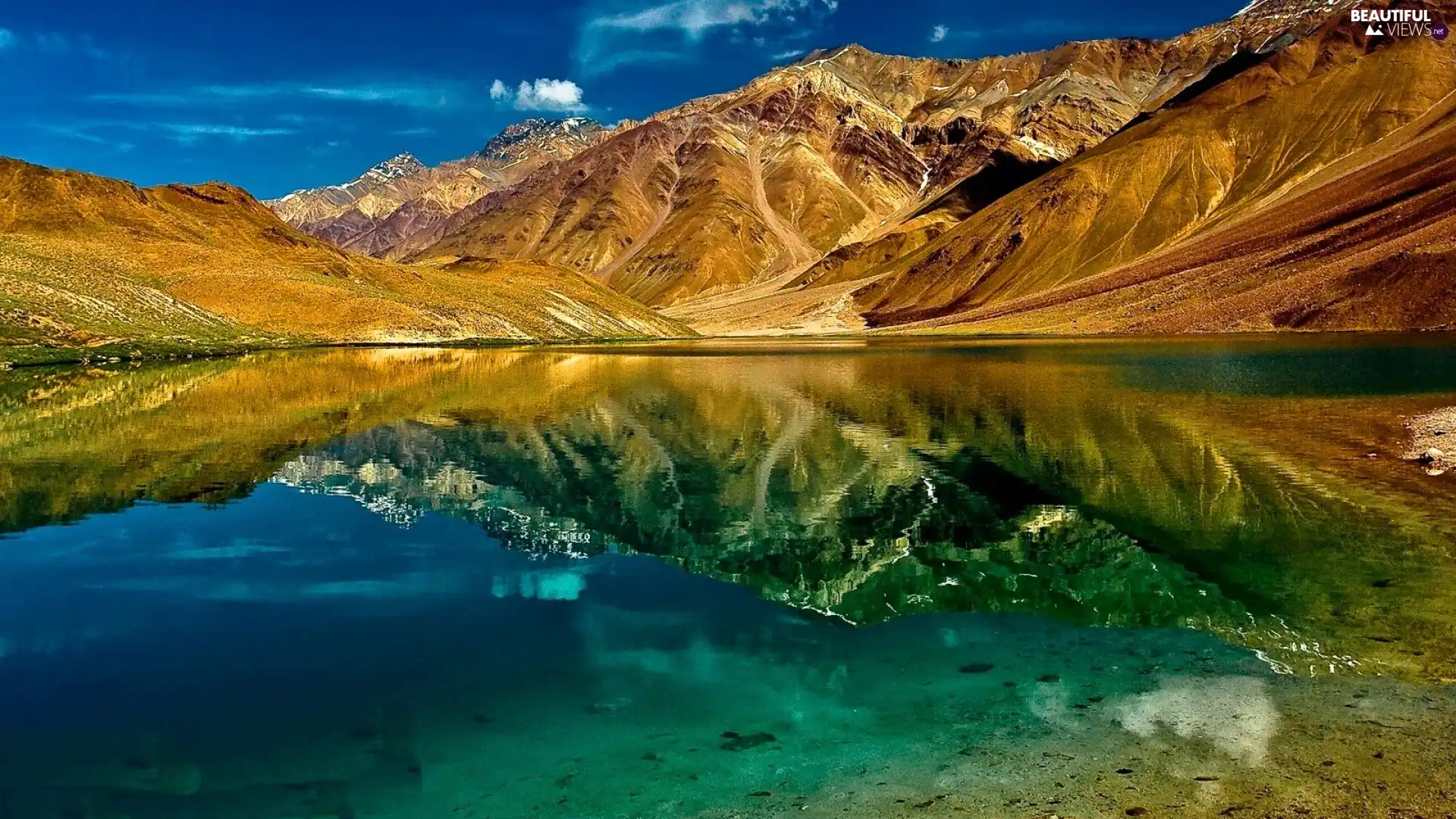 reflection, Mountains, lake