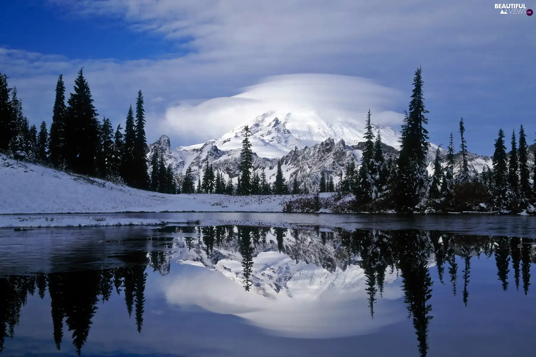 lake, Mountains, reflection, forest