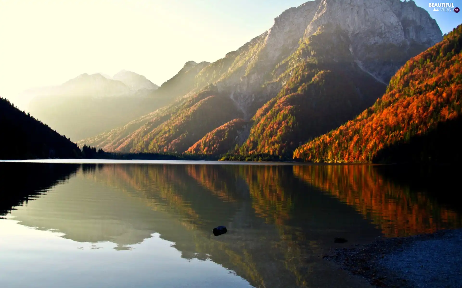 reflection, lake, Mountains