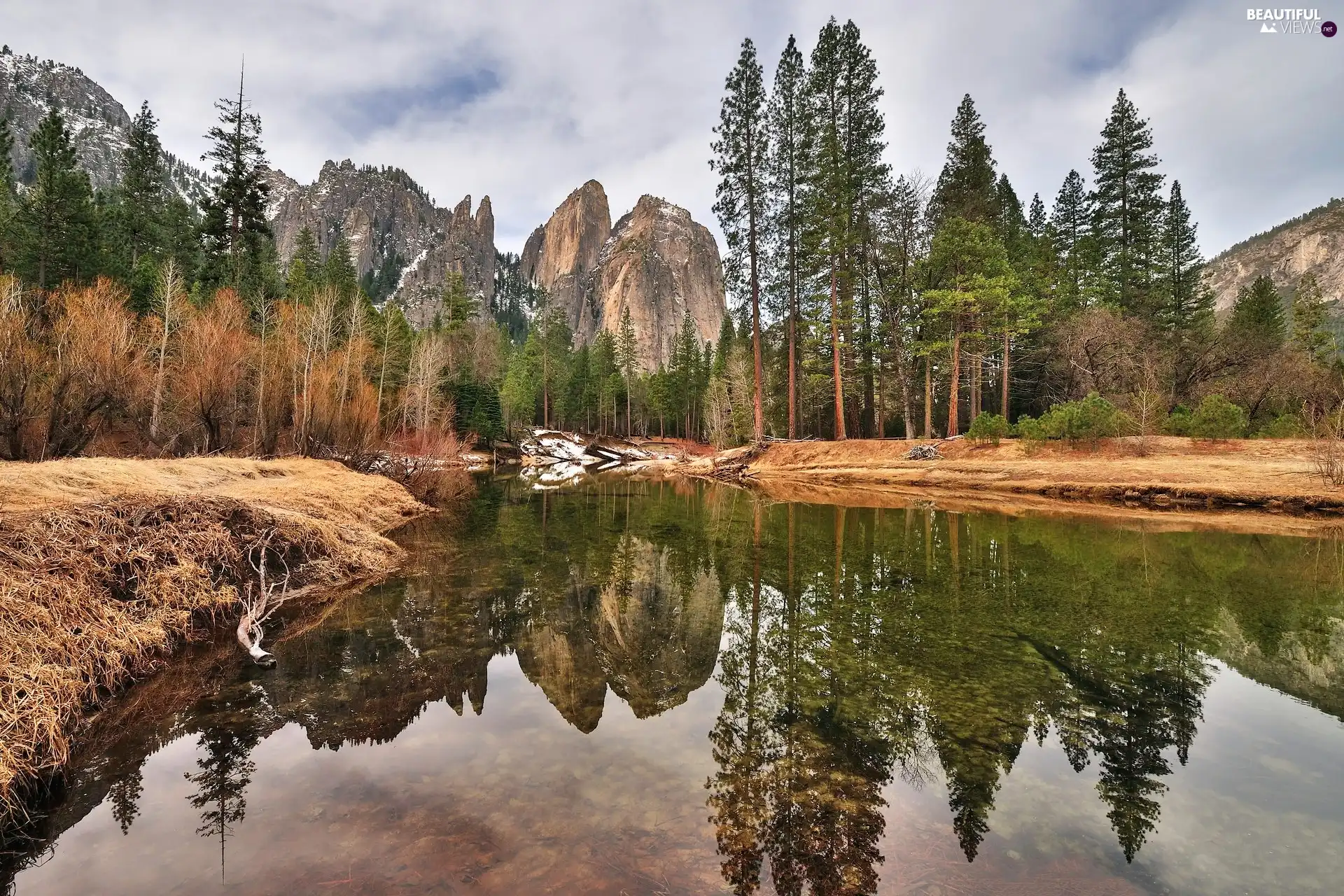 River, Mountains, reflection, forest