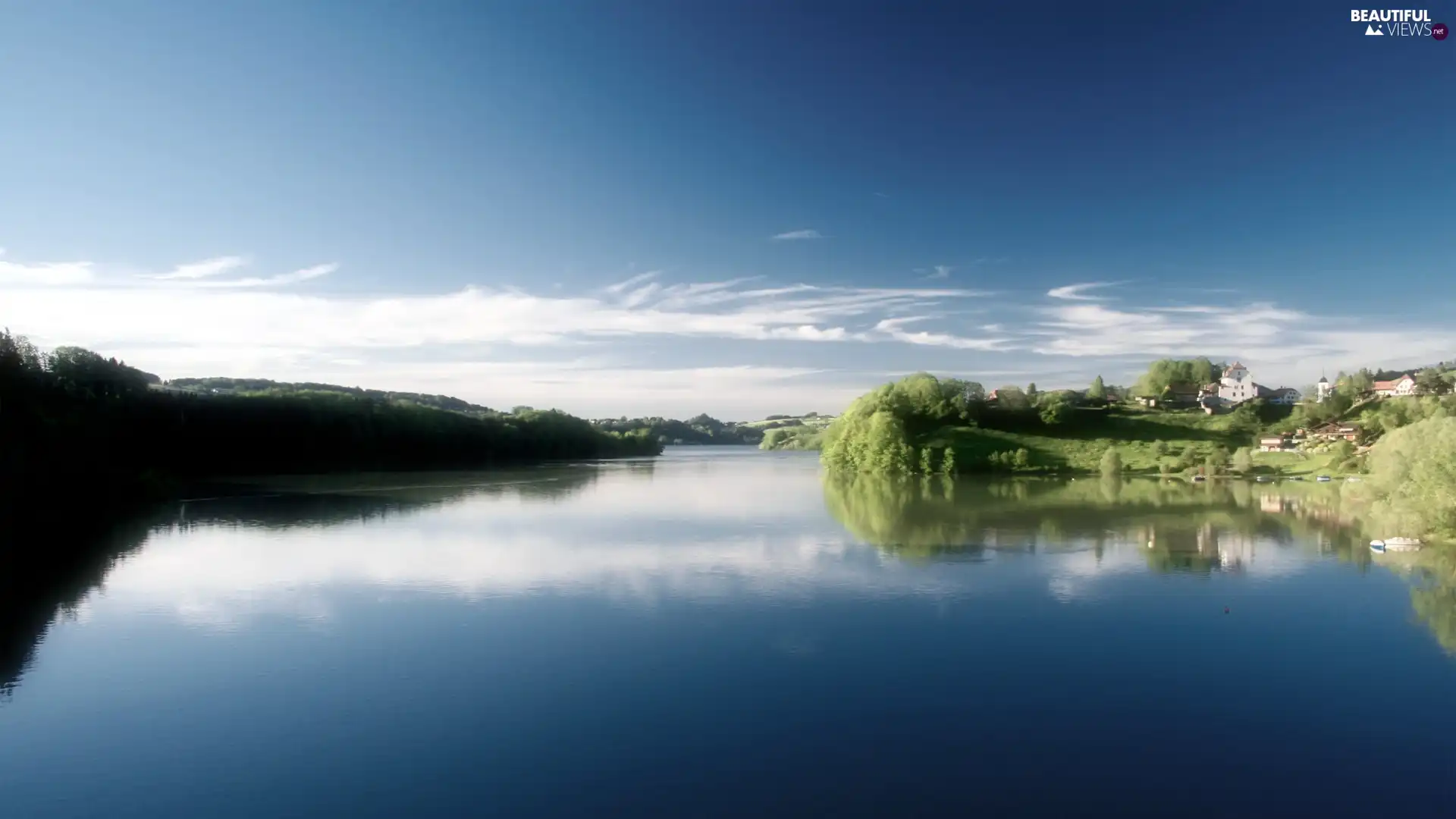 reflection, lake, Sky