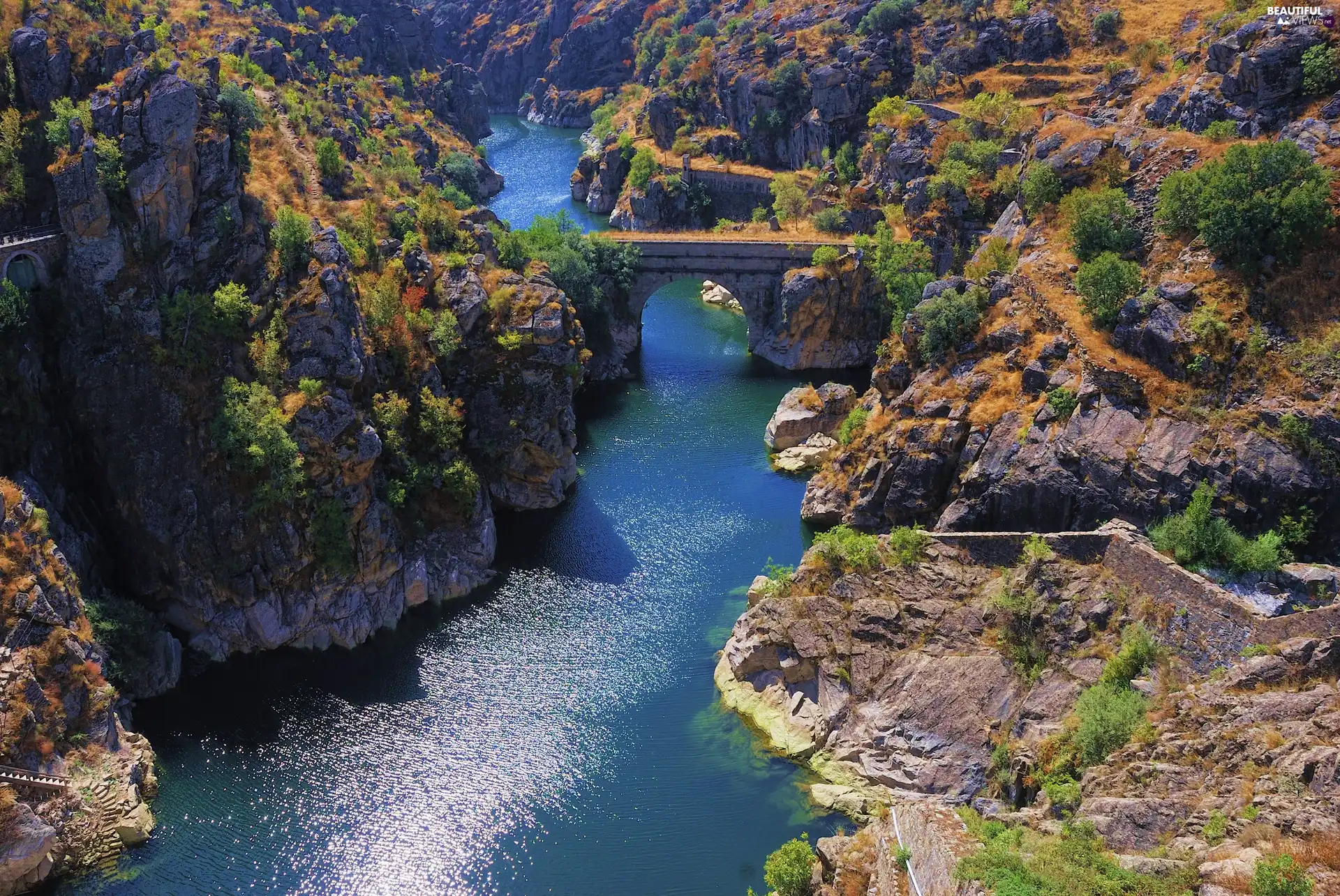 River, Mountains, bridge