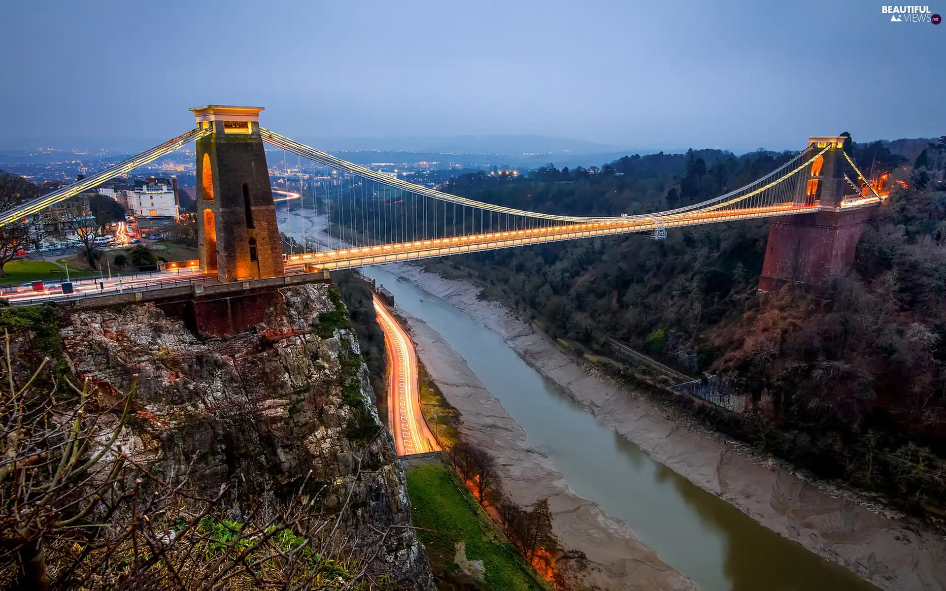 River, forest, Bristol, bridge, England