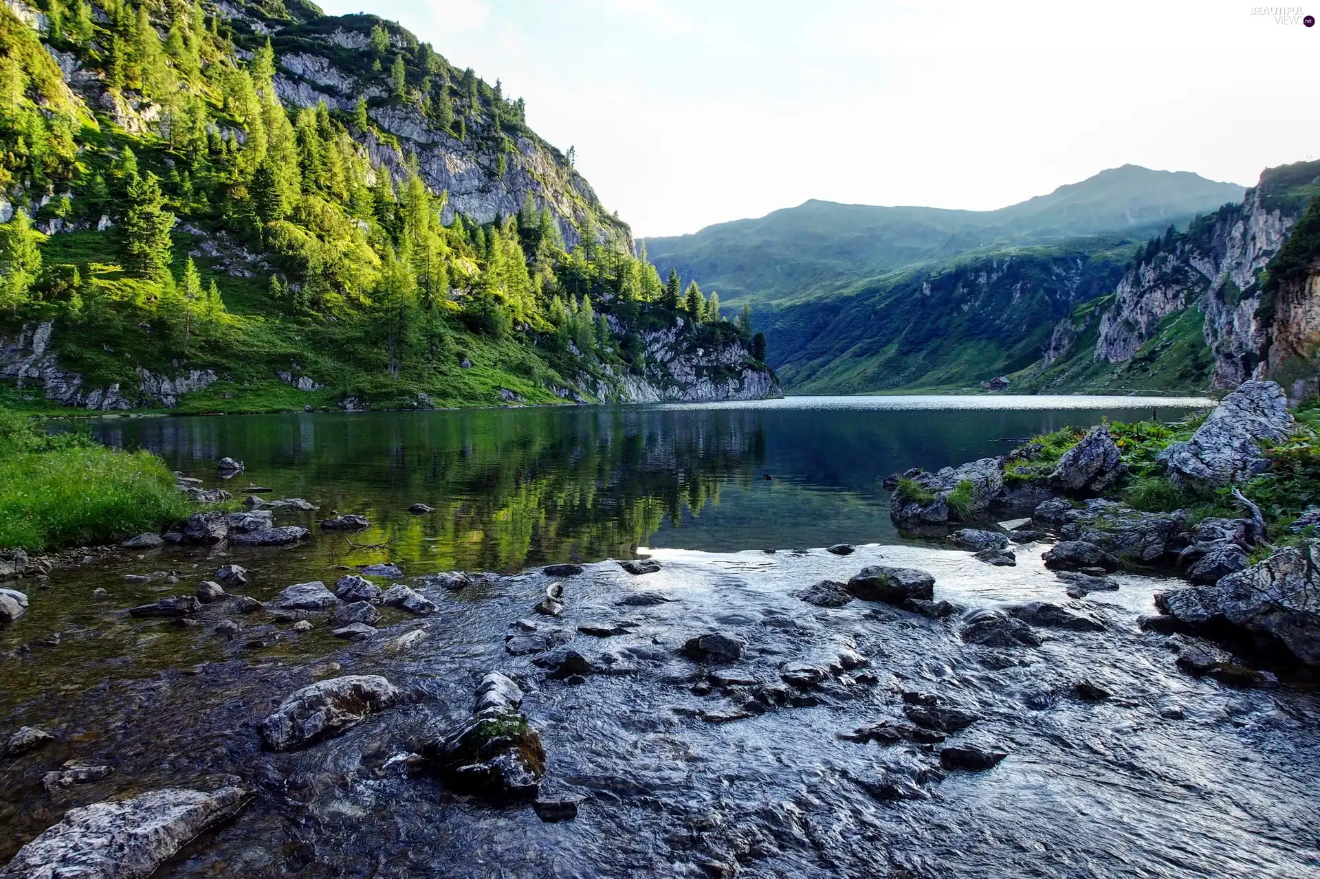 River, Mountains, forest