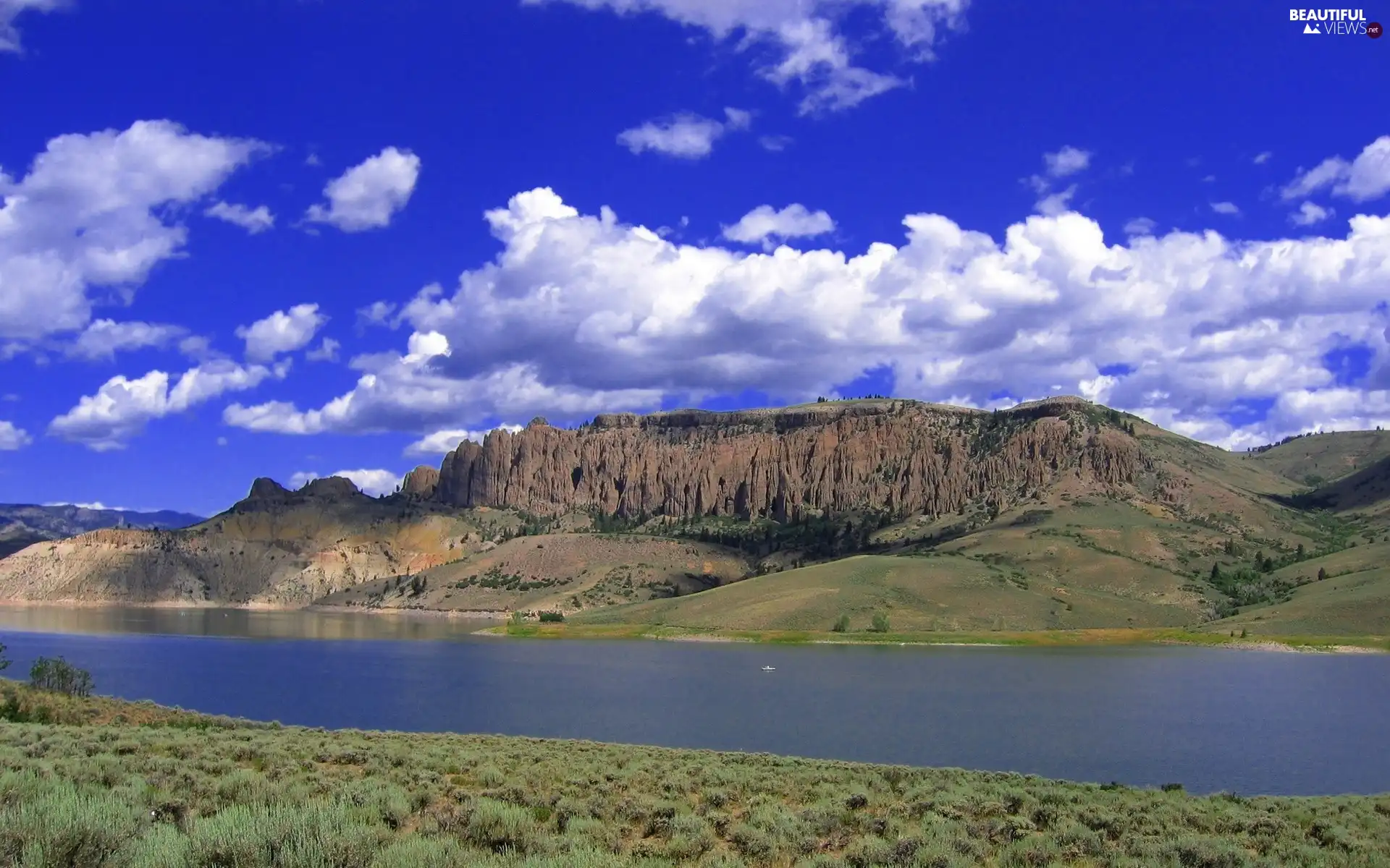 Sky, canyon, River, clouds