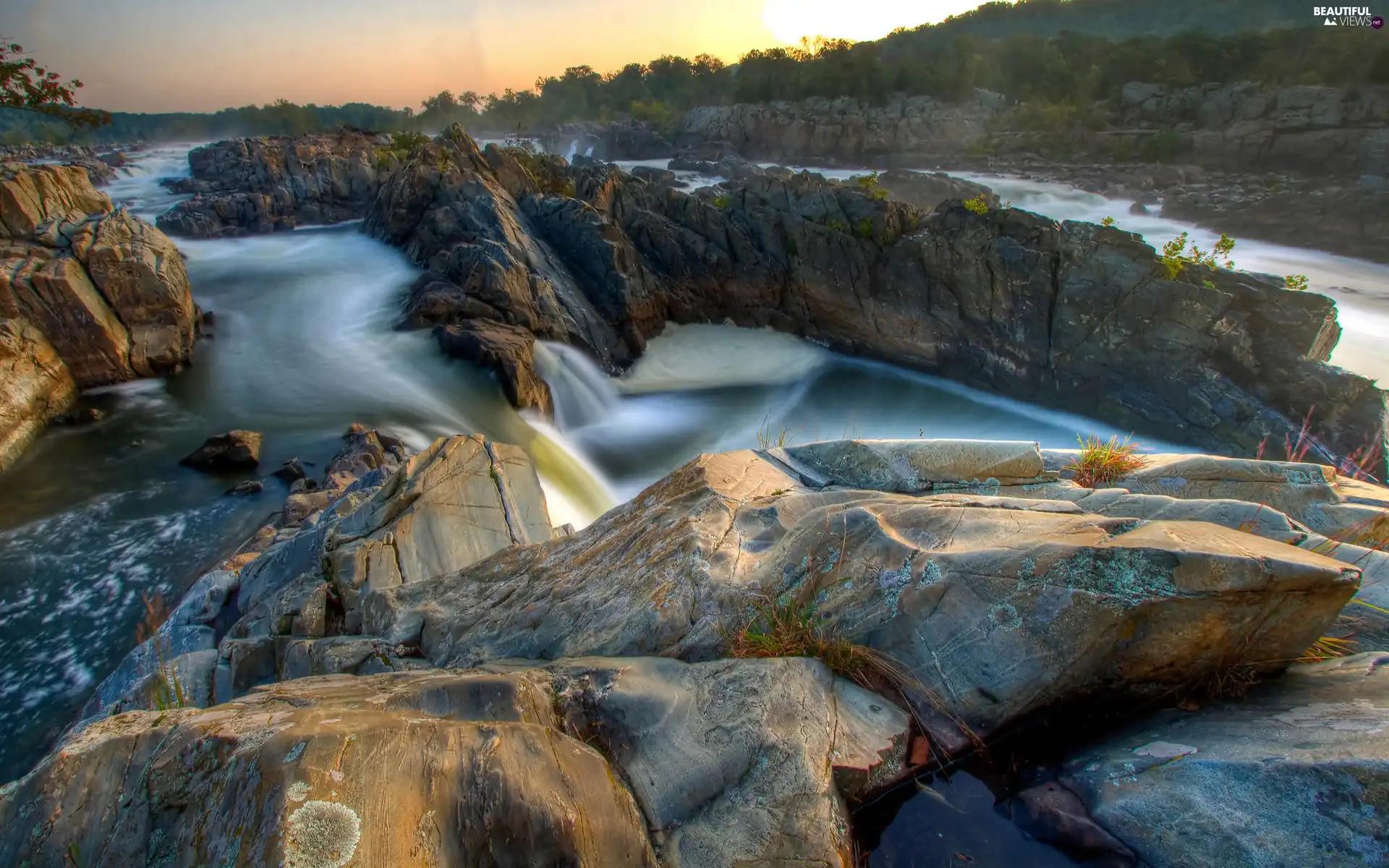 Stones, Mountains, River, water