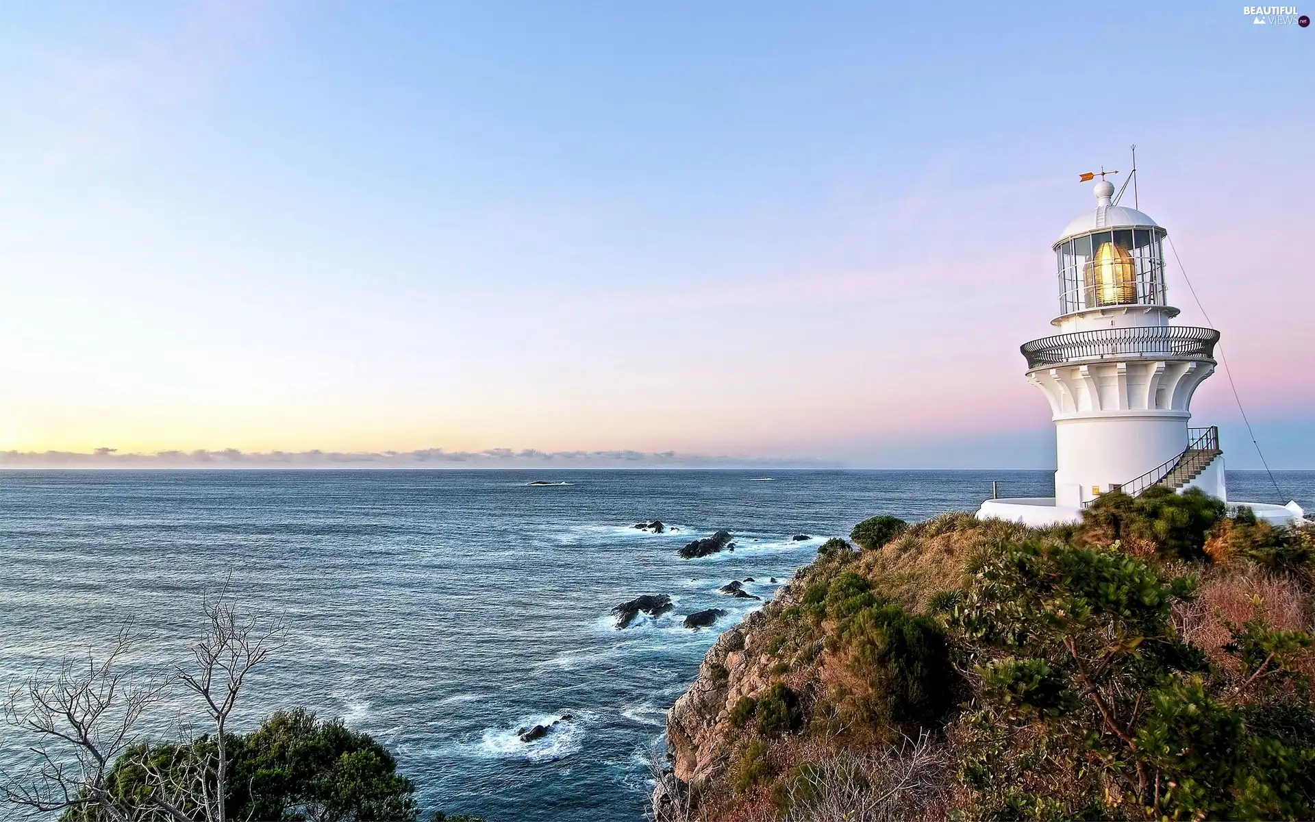 Lighthouse, sea, rocks, maritime