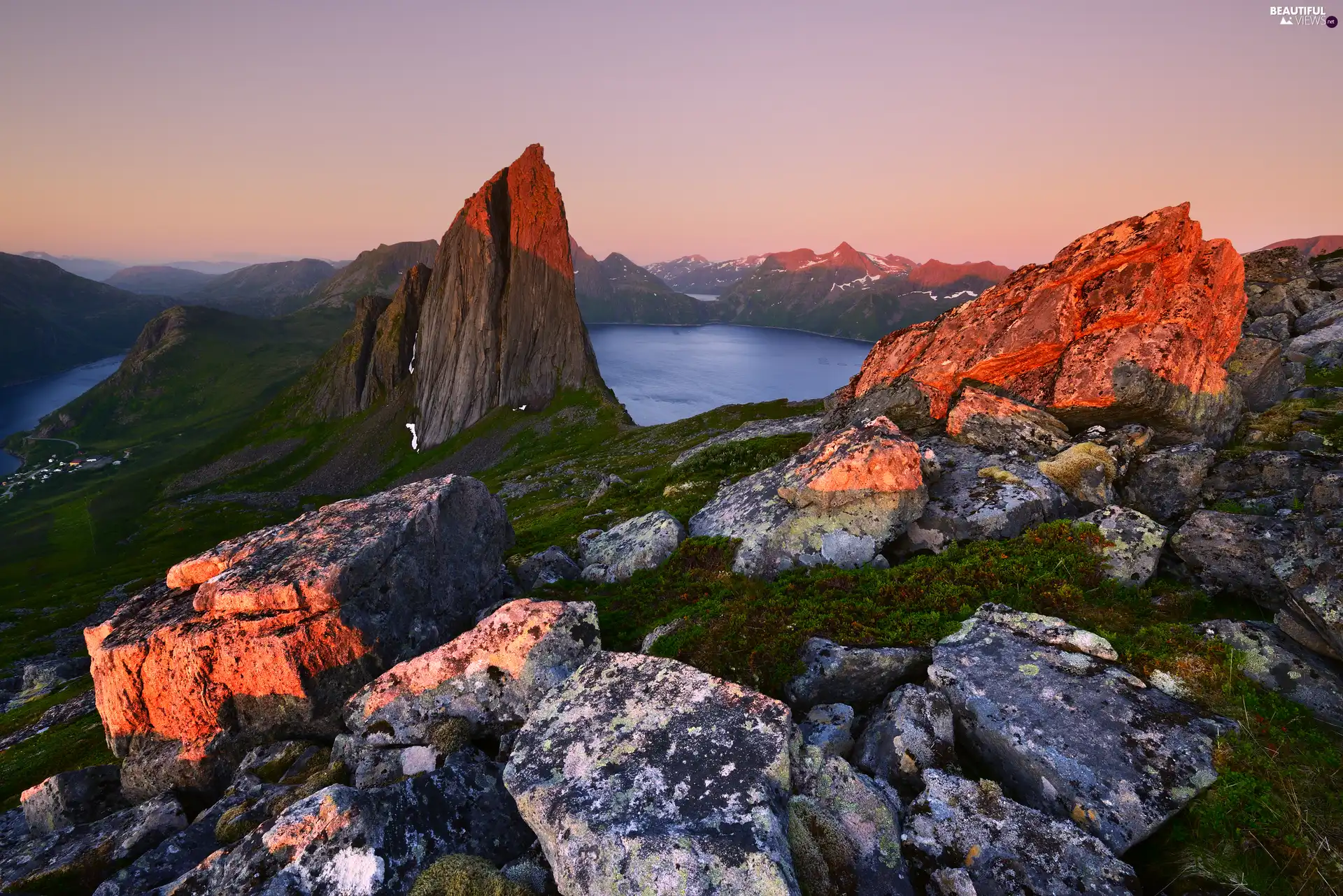 Senja Island, Norway, rocks, sea, Mountains