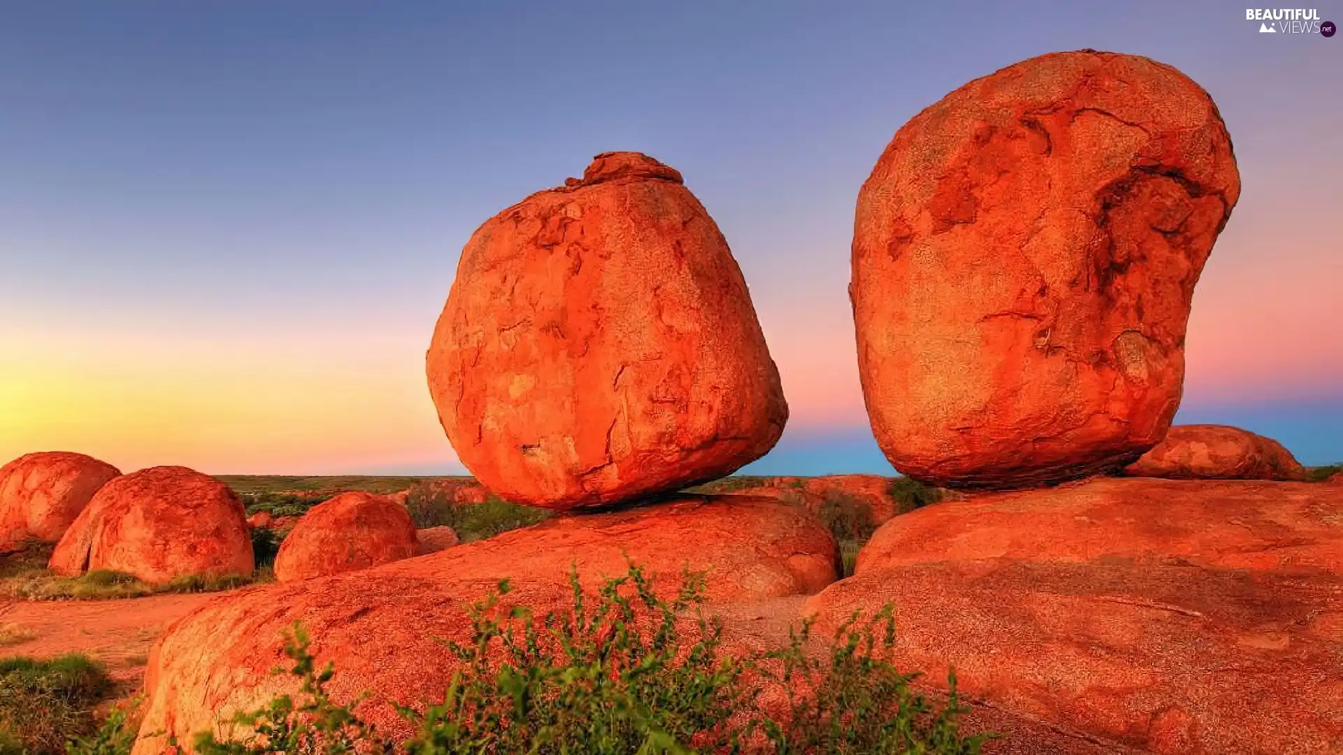 rocks, Sky, Red