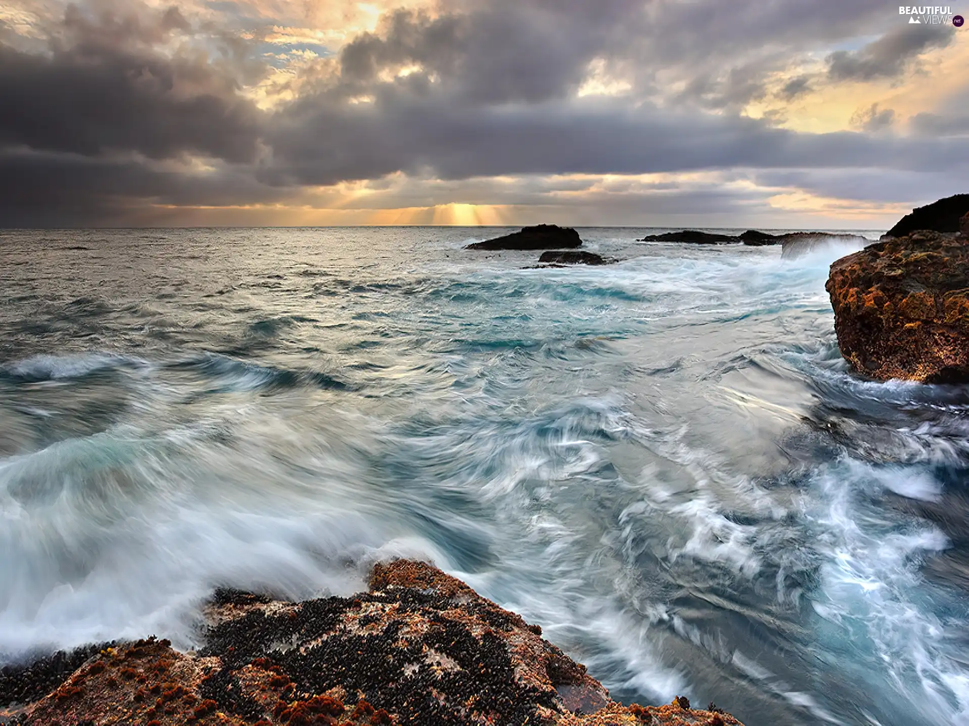 sea, rocks