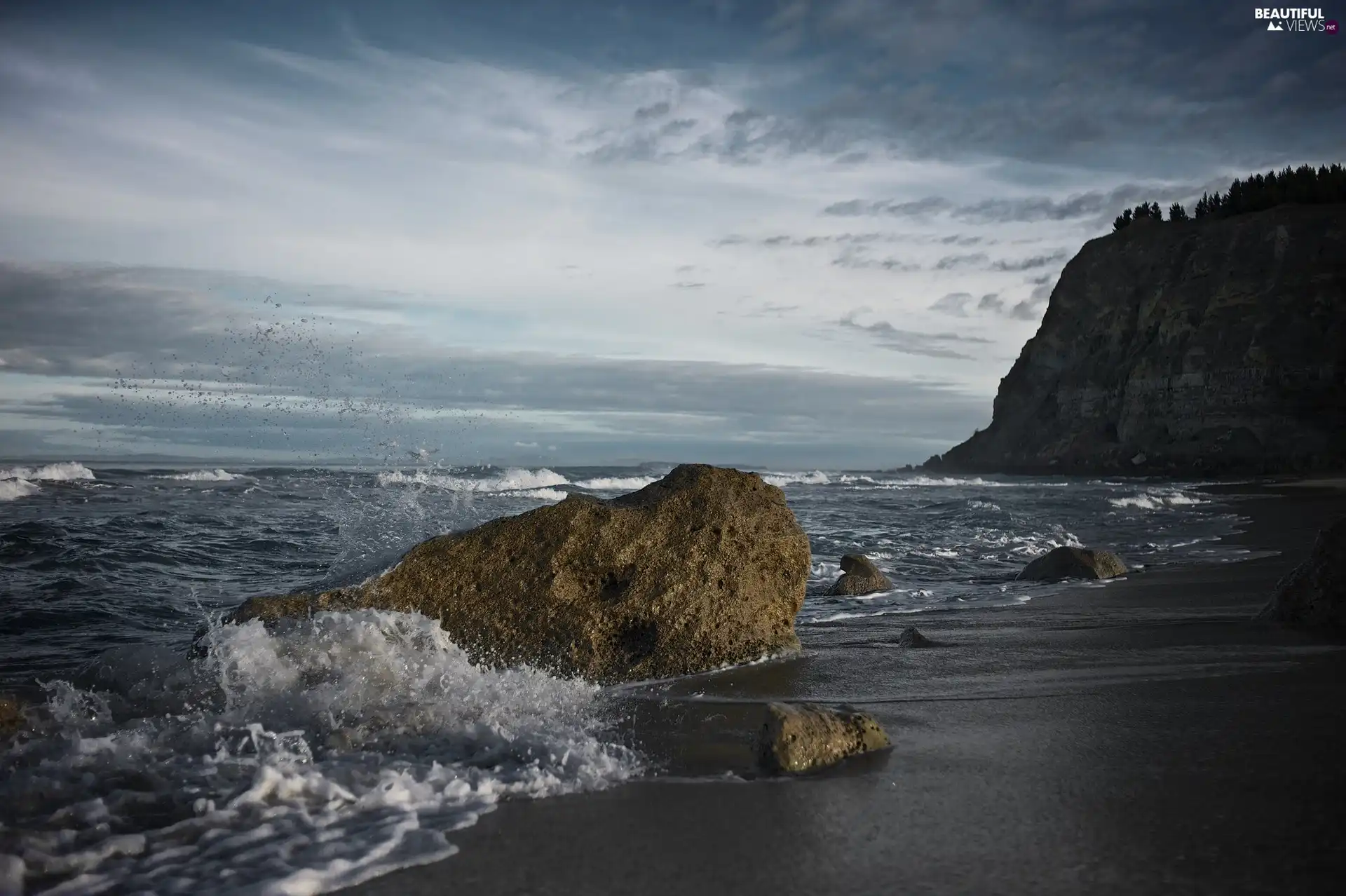 sea, Beaches, rocks, Waves