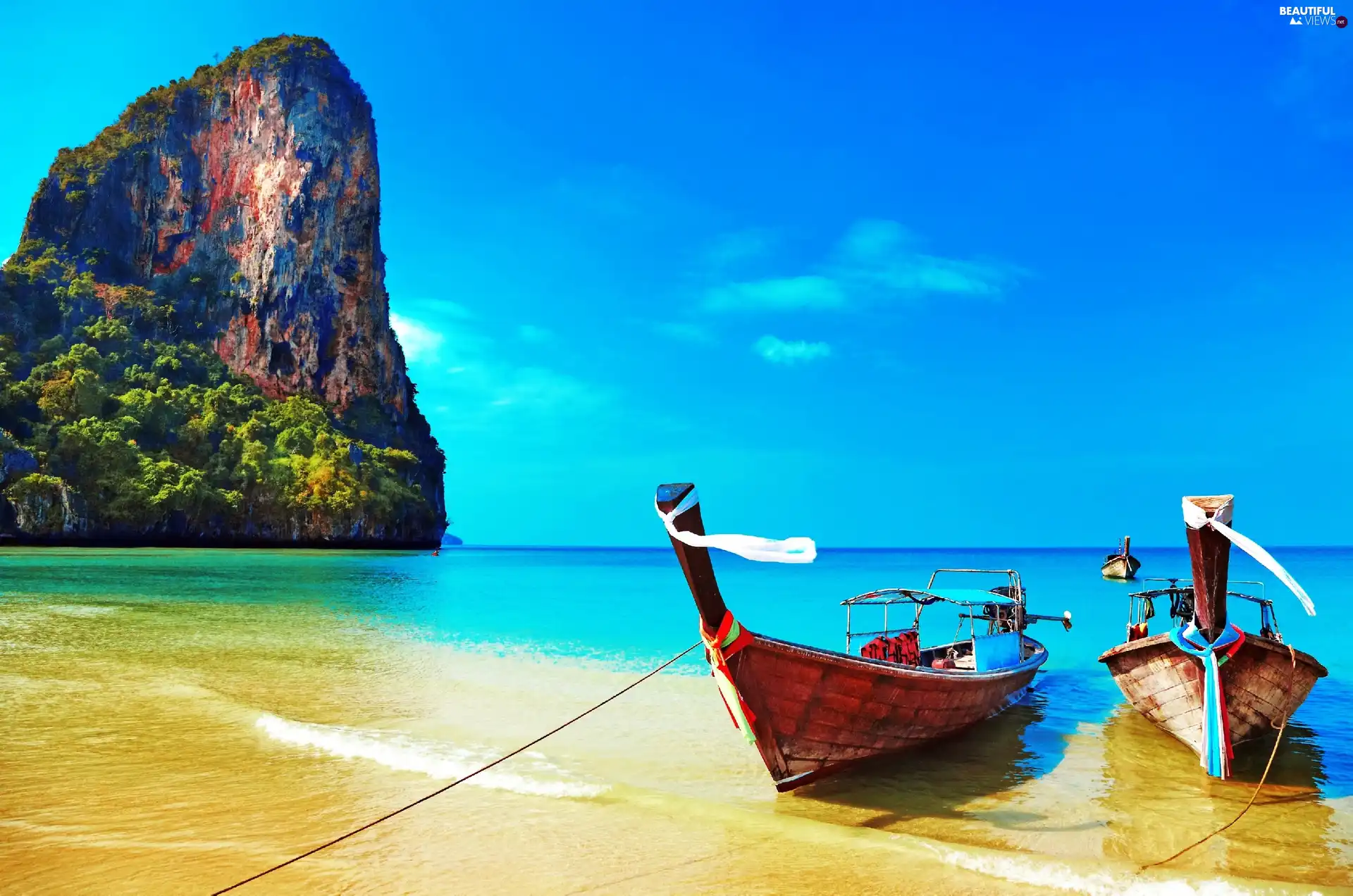 Rocks, Boats, sea