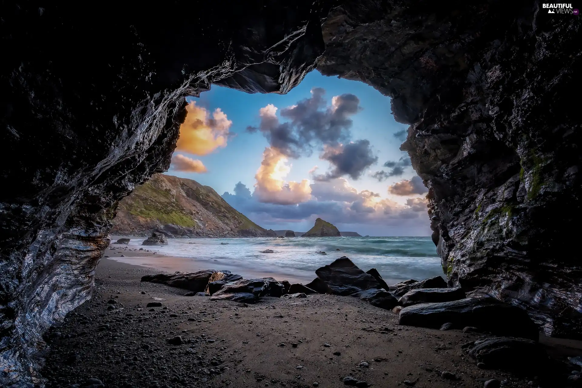 Clouds Cave Cathedral Cove New Zeland Waikato Region Rocks Sea