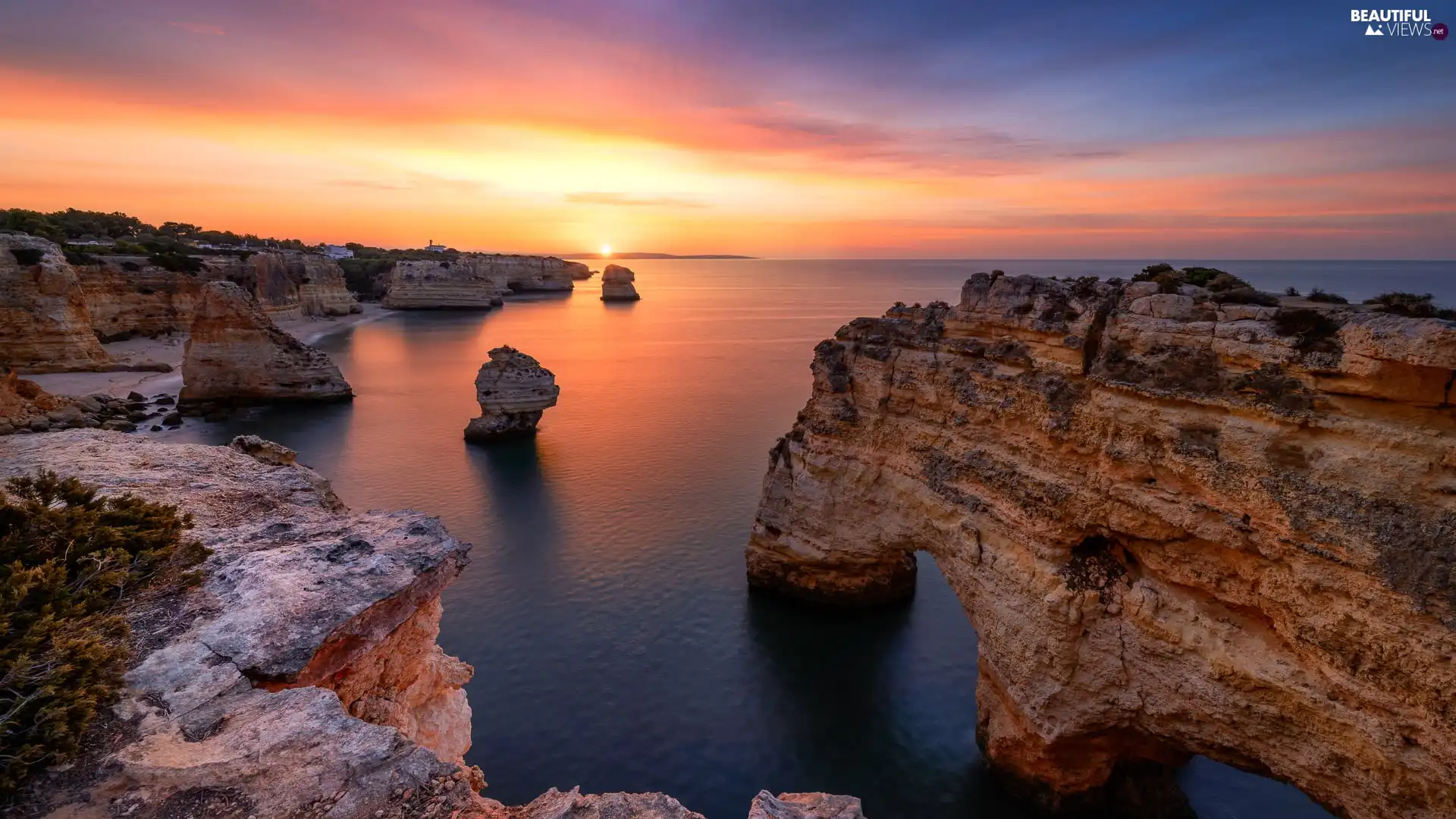 sea, Sunrise, Coast, rocks