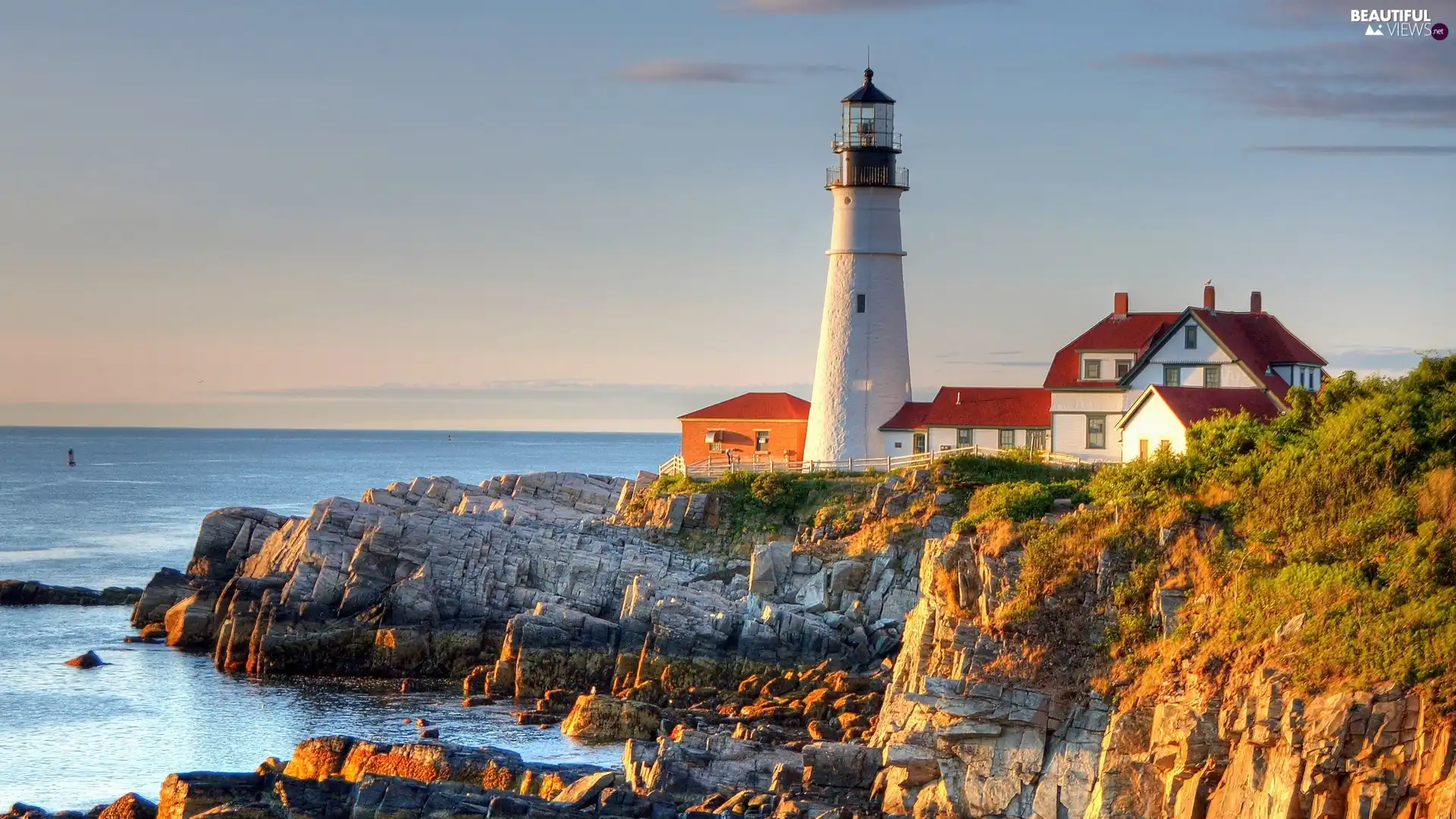 rocks, Lighthouses, sea