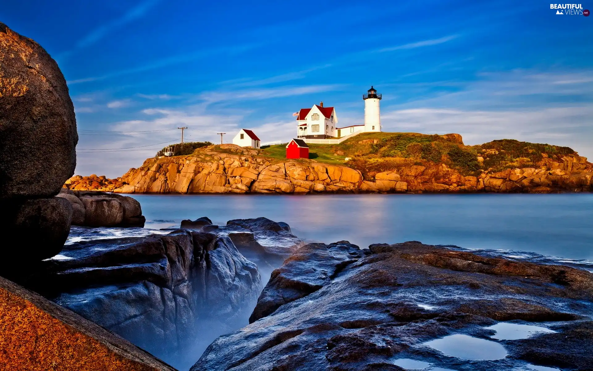 rocks, Lighthouses, sea