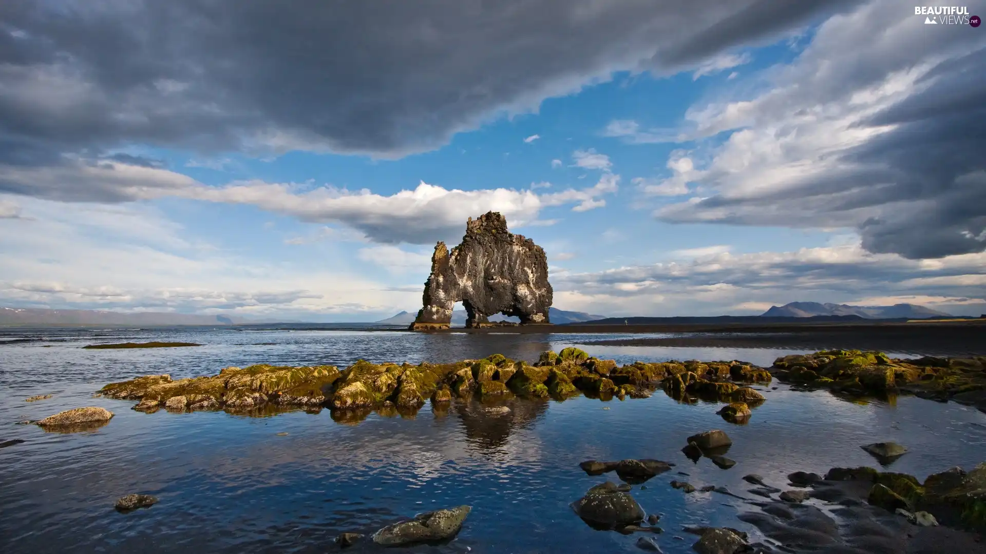 rocks, Sky, sea