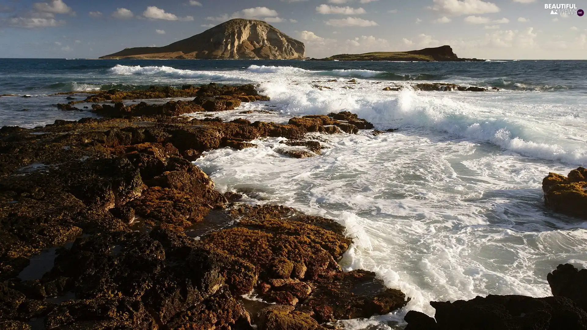 sea, Stones, rocks, Waves