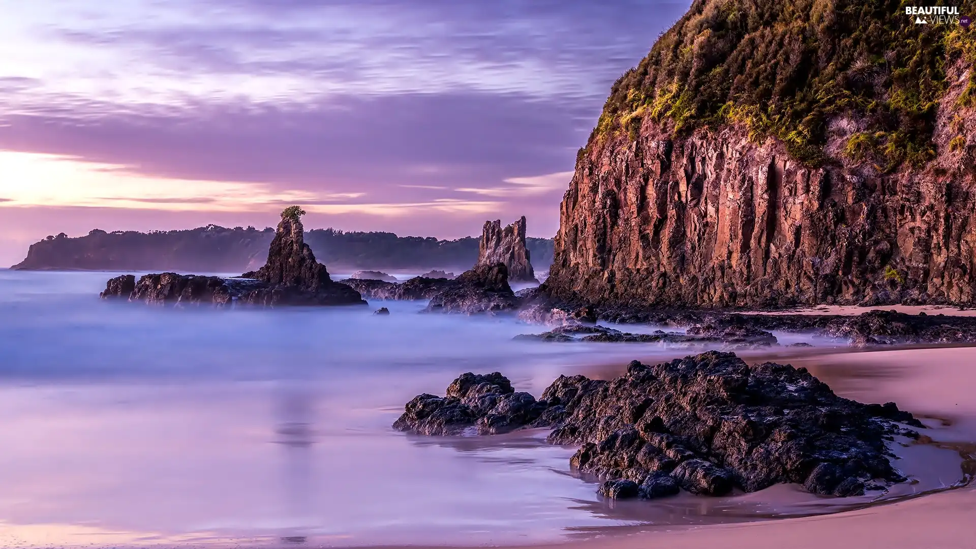 sea, sun, rocks, west