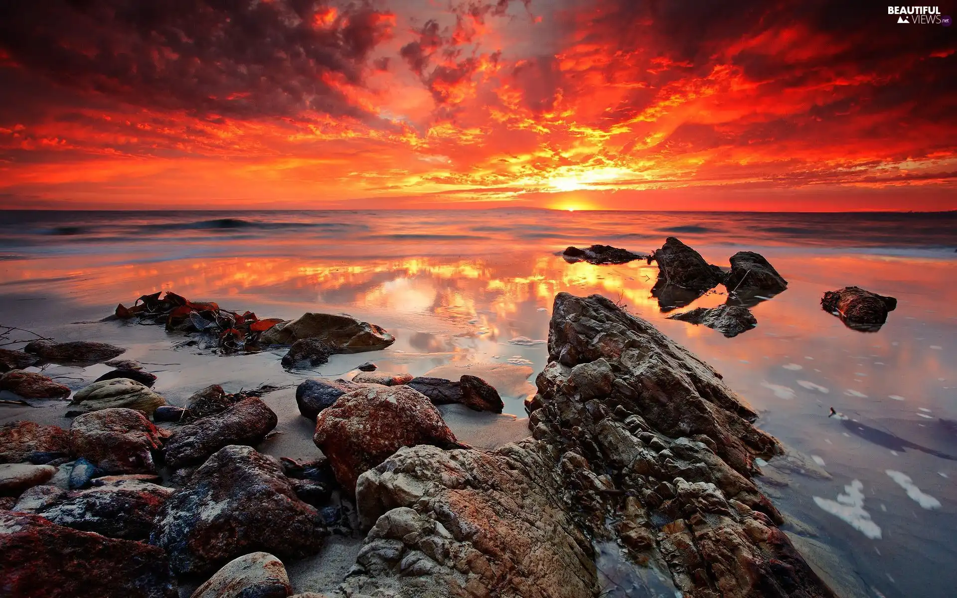 Great Sunsets, sea, rocks, clouds