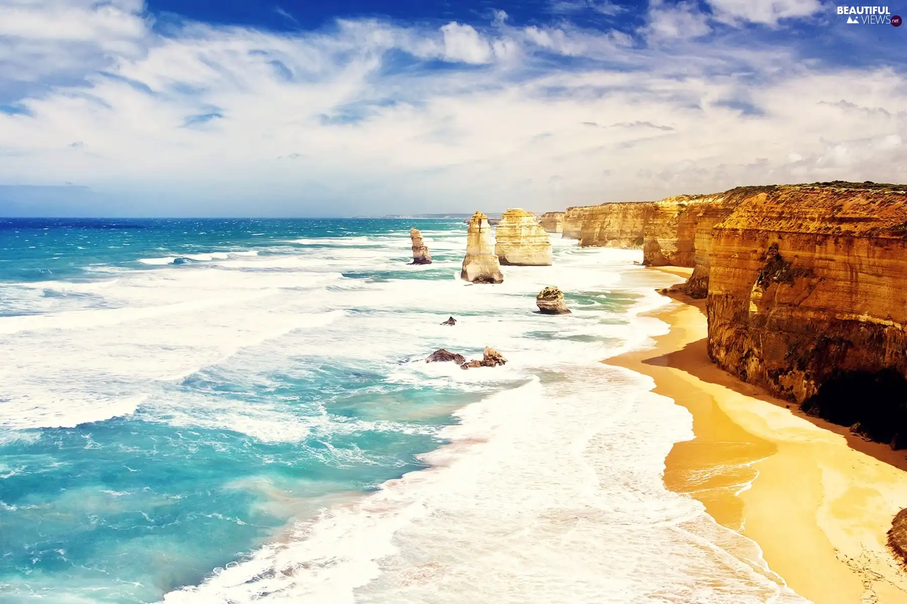 Waves, Sky, rocks, Beaches