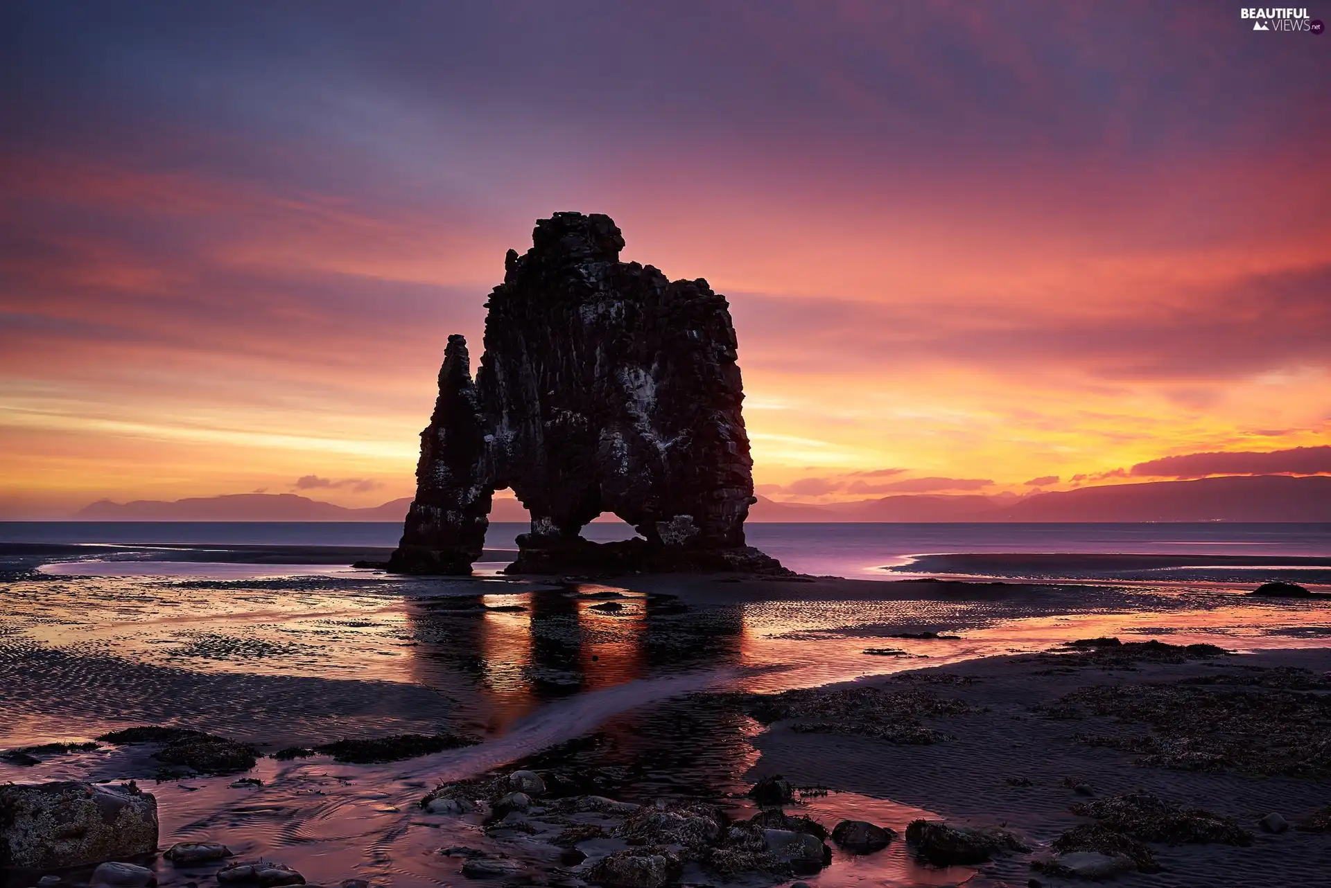 west, sea, Rocks, sun