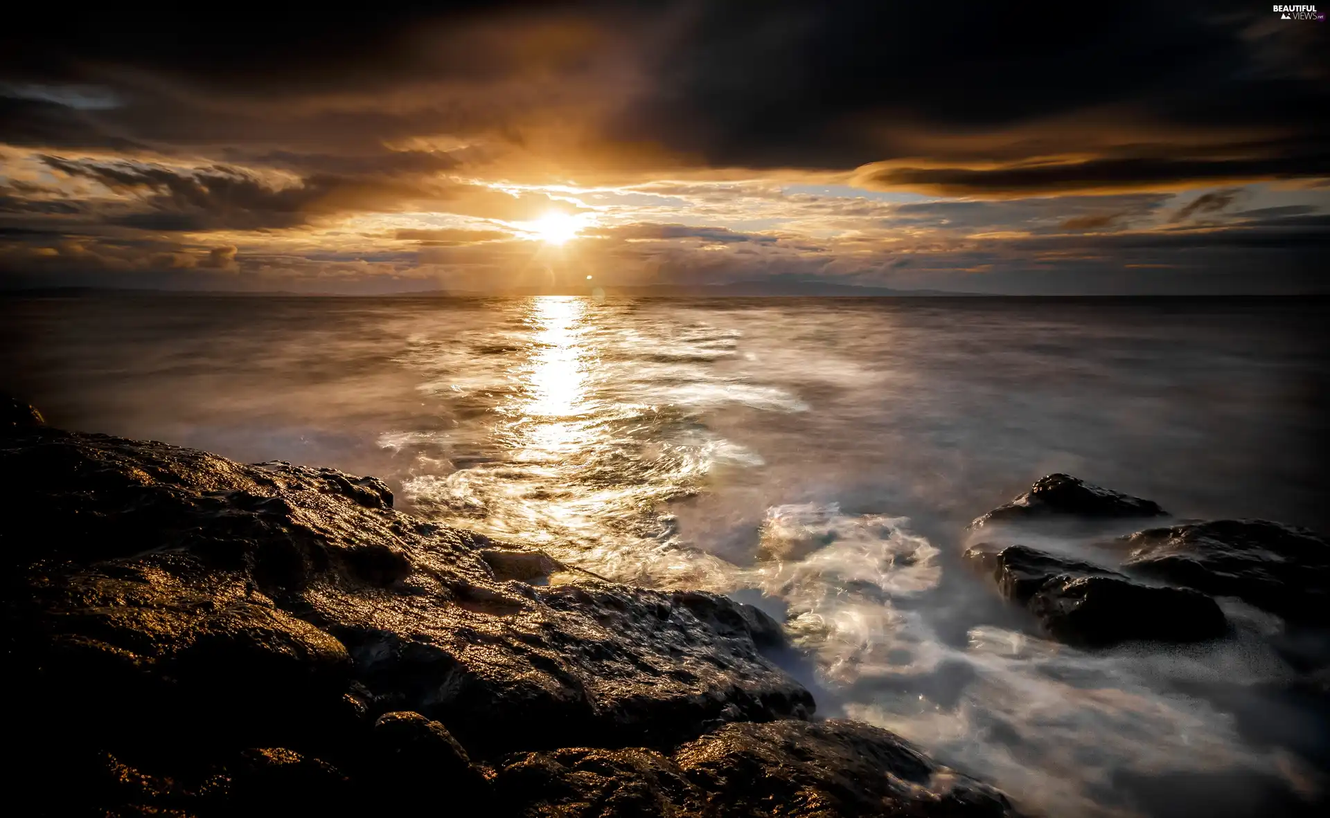 Stones, Great Sunsets, sea