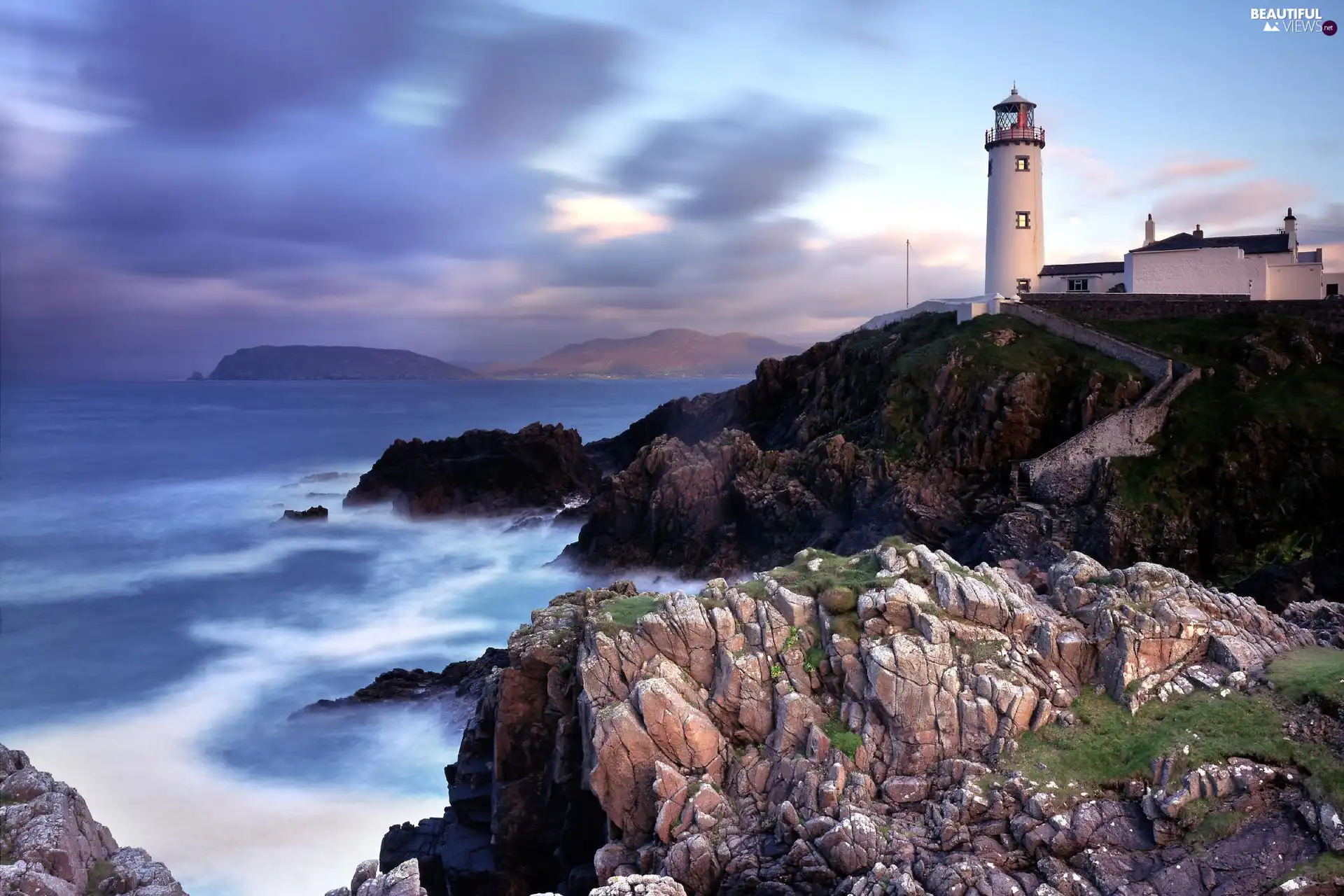 sea, Ireland, maritime, rocks, Lighthouse