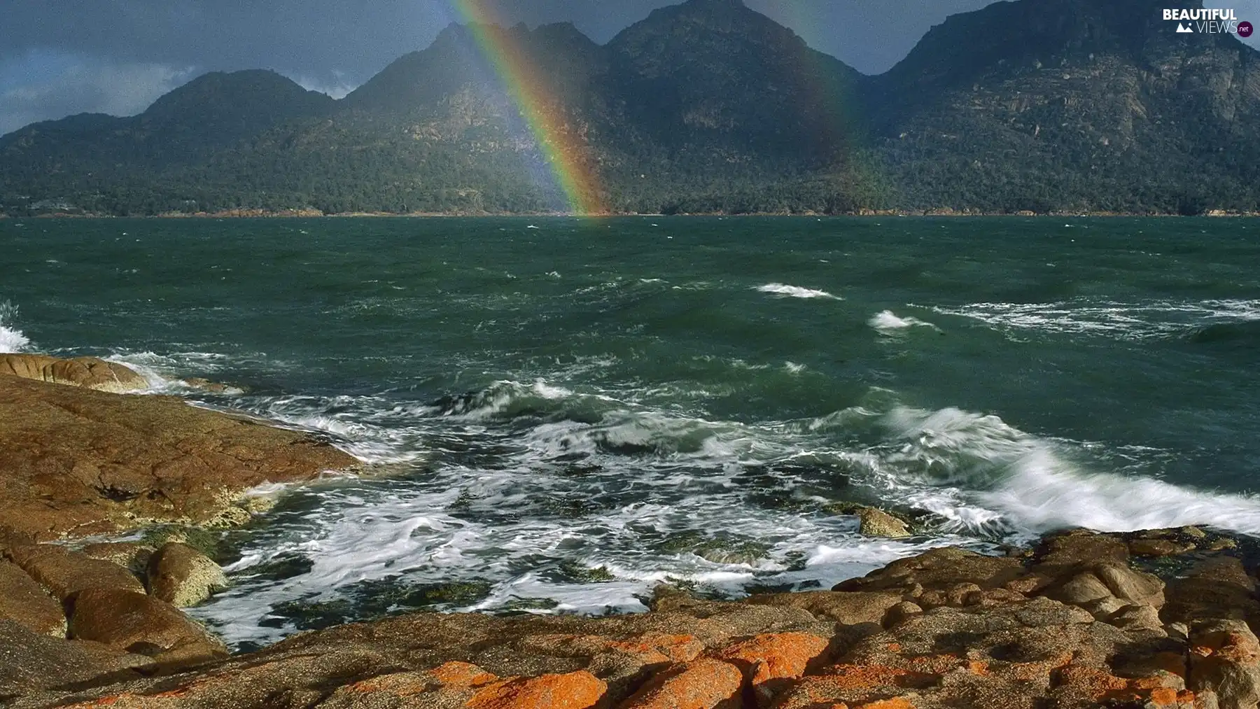 Great Rainbows, Mountains, sea
