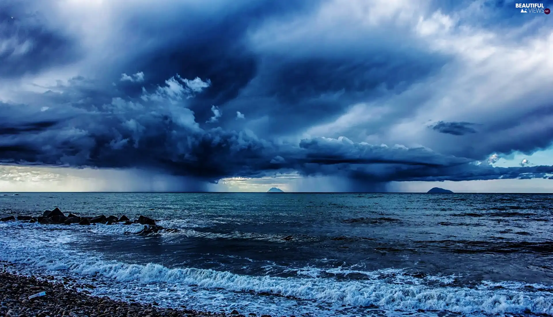 sea, clouds, rainy