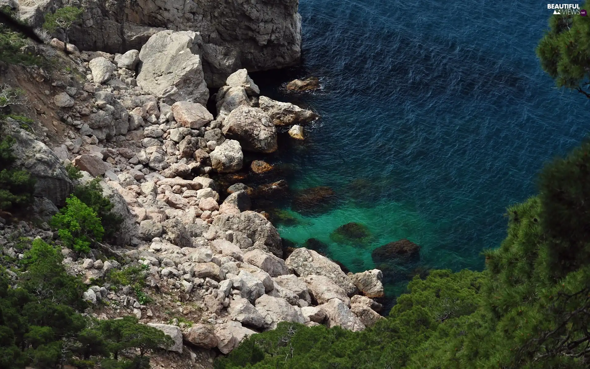sea, cliff, rocks