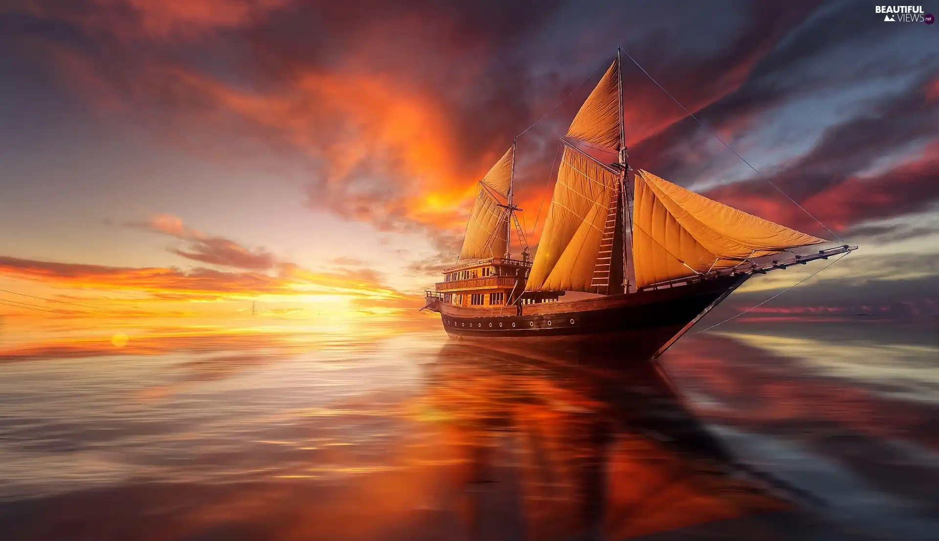 Great Sunsets, sailing vessel, sea